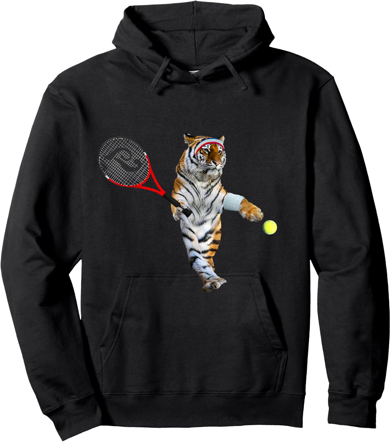 Tiger tiger tiger playing tennis, funny cute Hoodie - Hoodie | Black