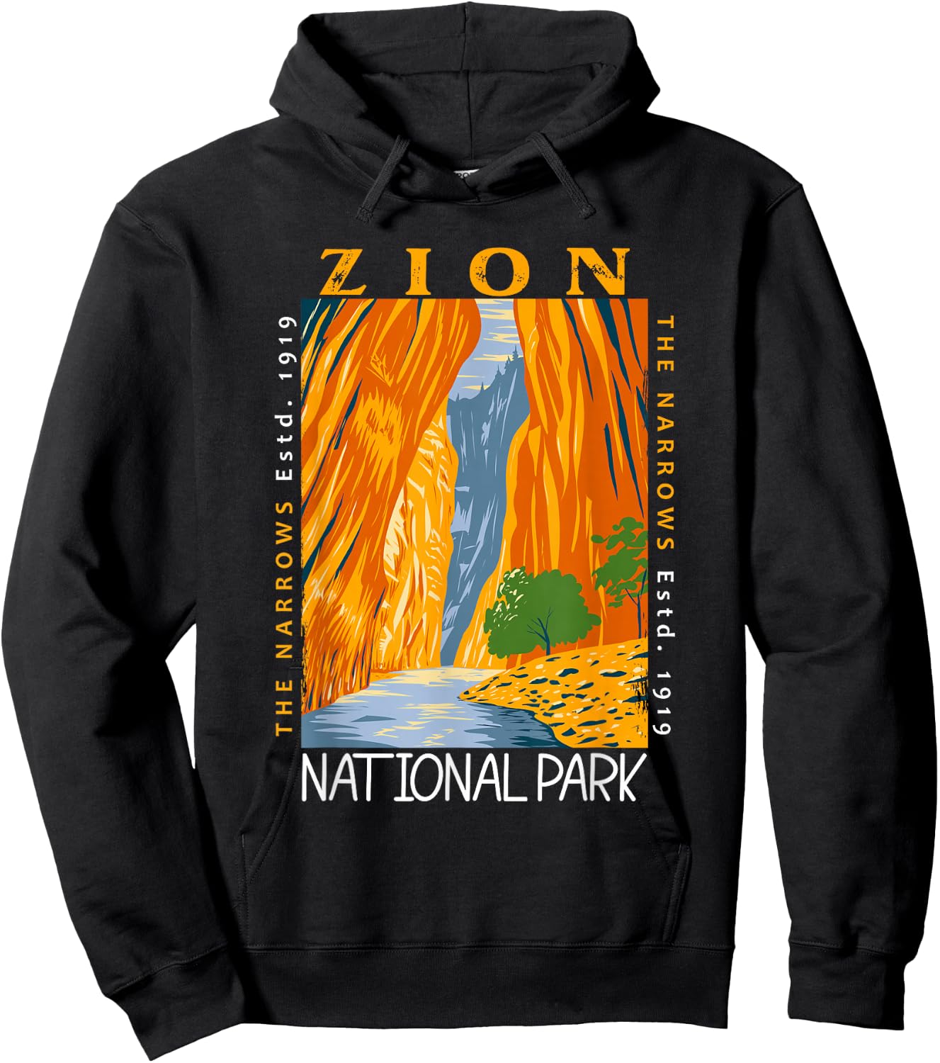 Zion National Park Utah Vintage The Narrows Vintage Hoodie - Hoodie | Black