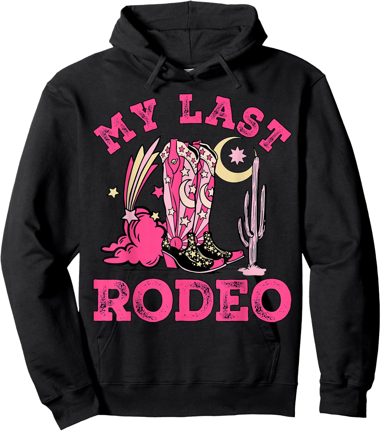 My Last Rodeo Bride Squad Bridal Party Western Bachelorette Hoodie - Hoodie | Black