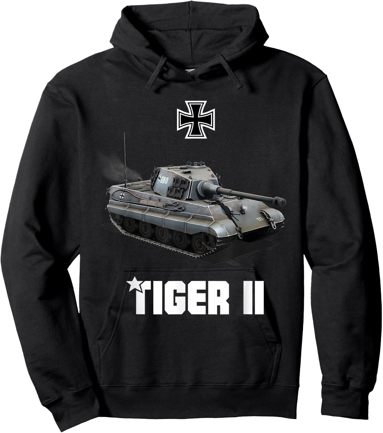 Tiger II Panzer VI German Heavy Tank WW2 King Tiger Military Hoodie - Hoodie | Black