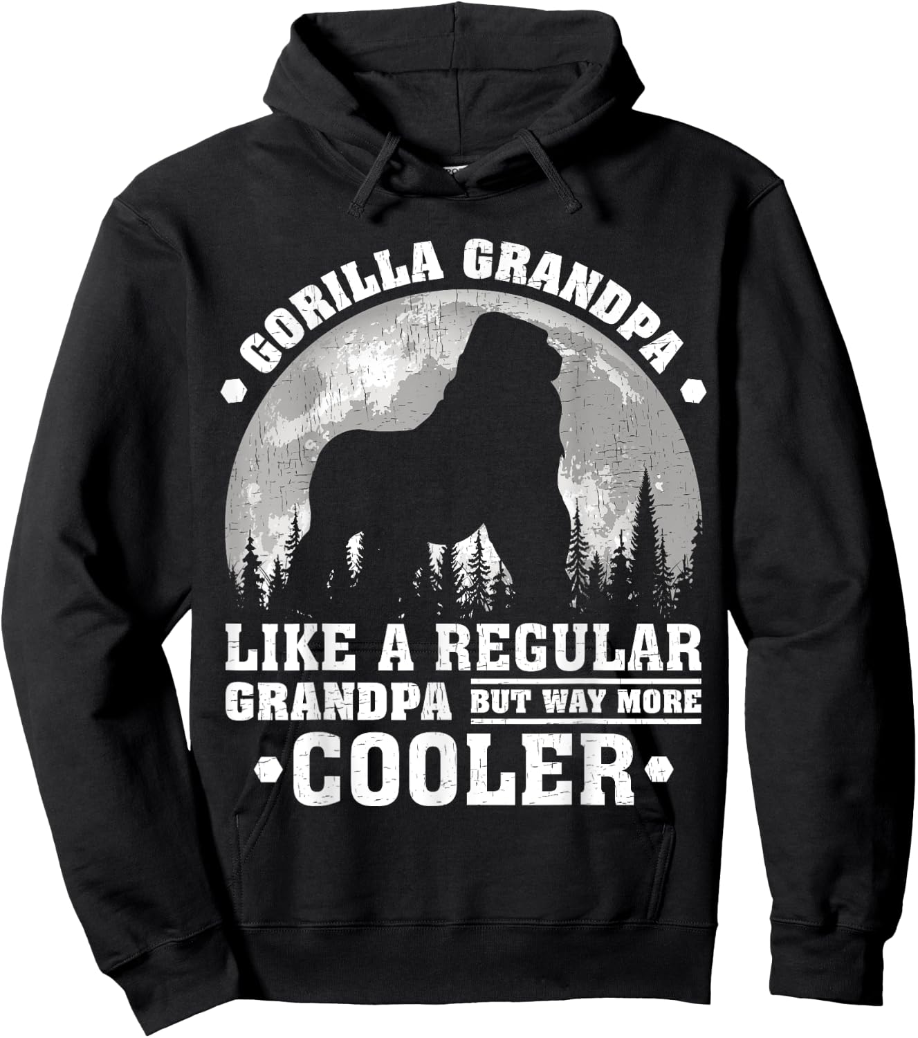Gorilla Grandpa Funny Moon Vintage Gorilla Father's Day Hoodie - Hoodie | Black