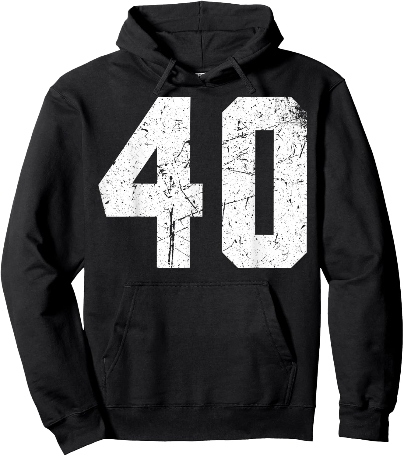 Number #40 White Vintage Varsity Number Hoodie - Hoodie | Black