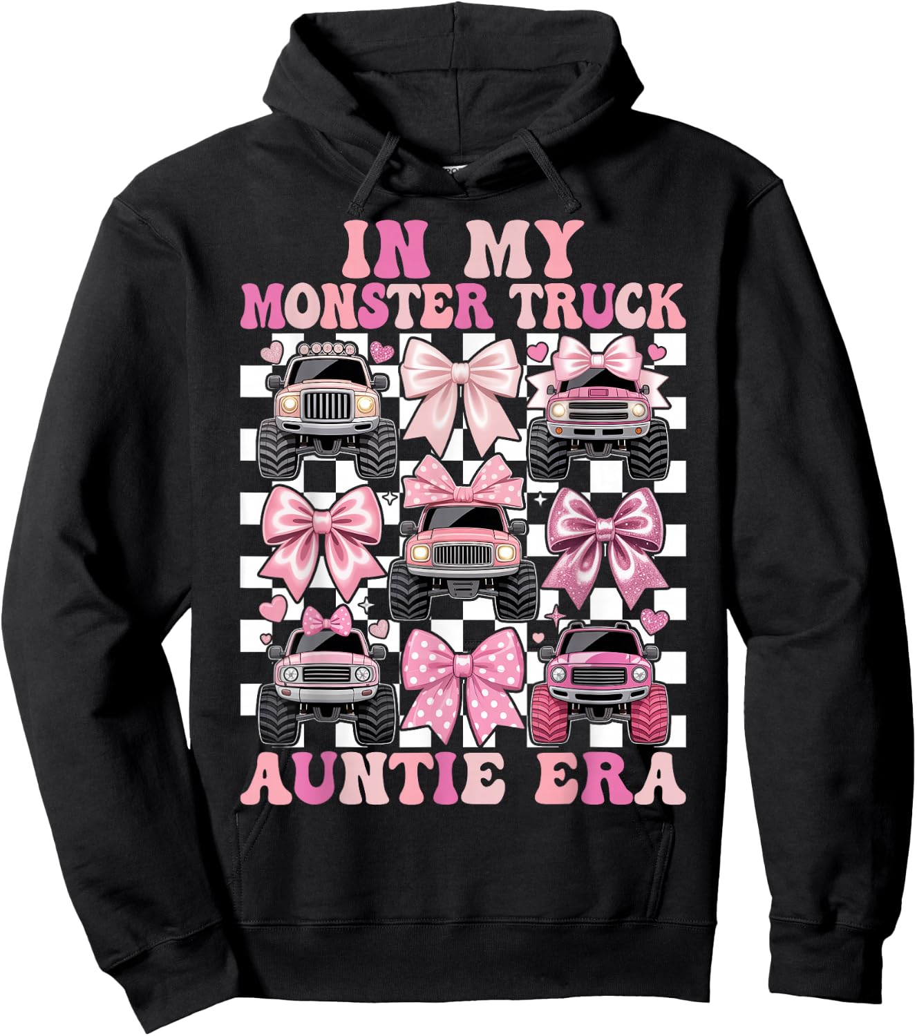 Coquette Monster Truck Auntie Hoodie - Hoodie | Black