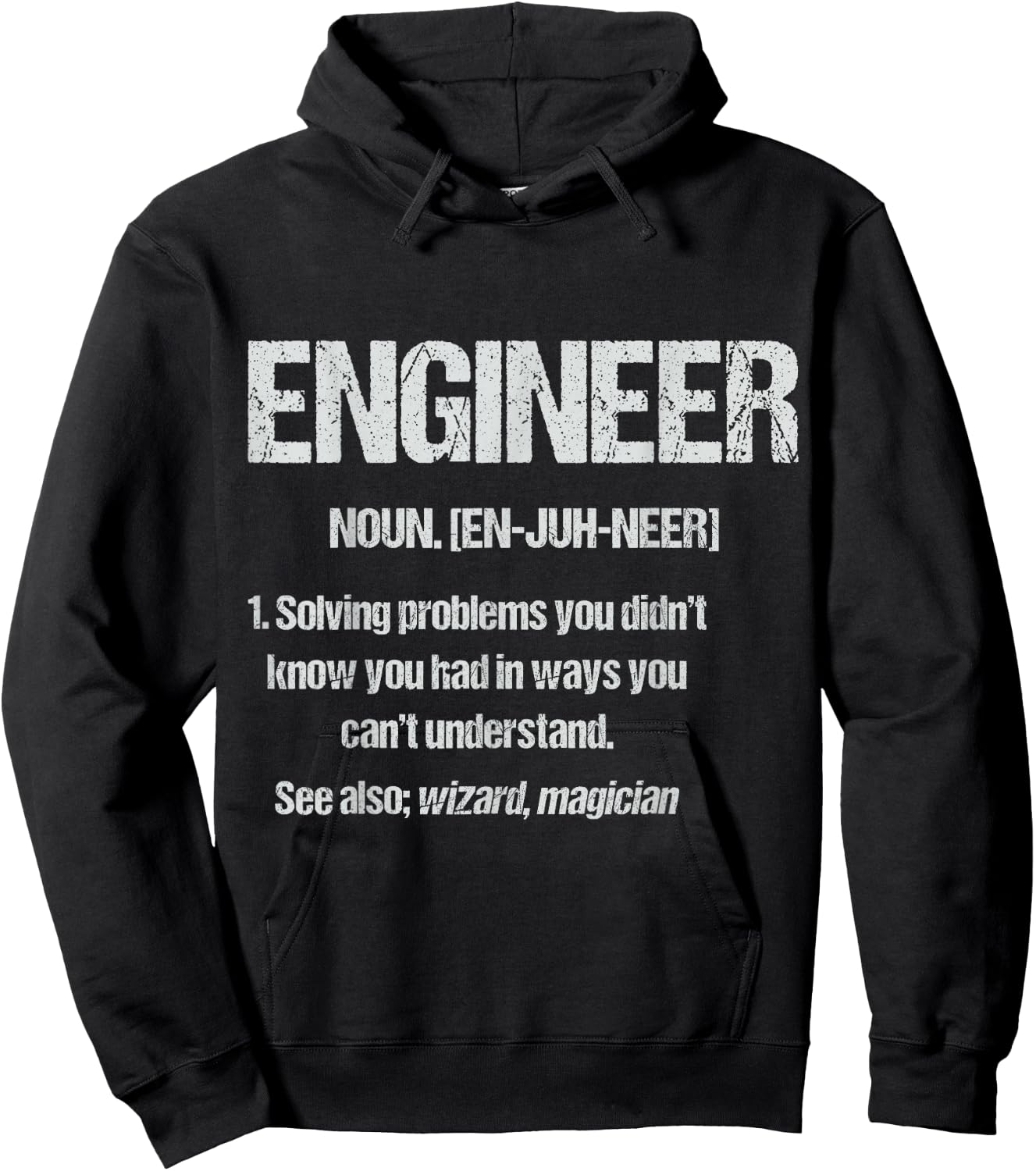 Funny Engineering Student Engineer Noun Definition Nerds Hoodie - Hoodie | Black