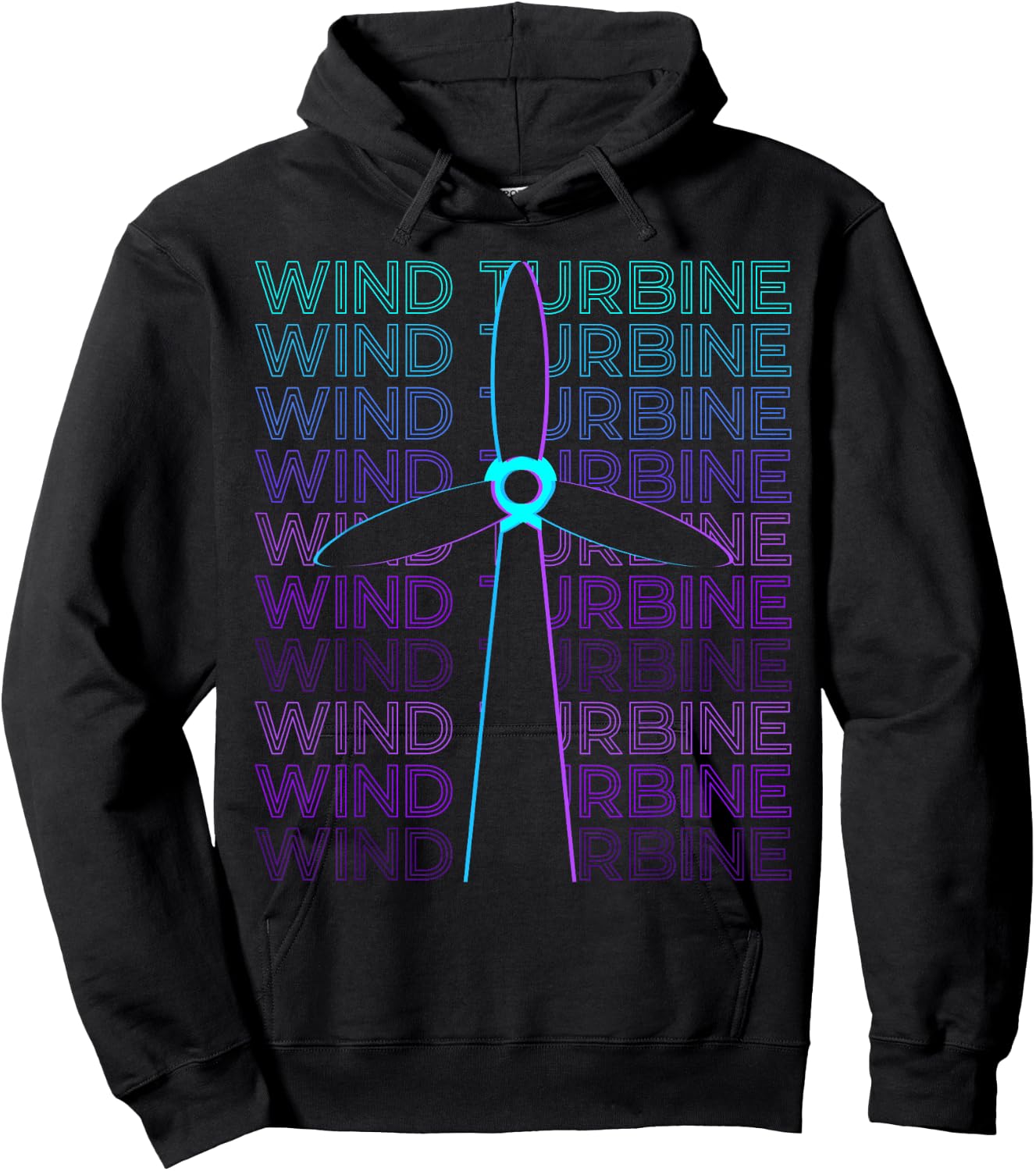 Wind Turbine Gifts -Adults, -Kids Retro-Modern Black Short Sleeve Hoodie - Hoodie | Black