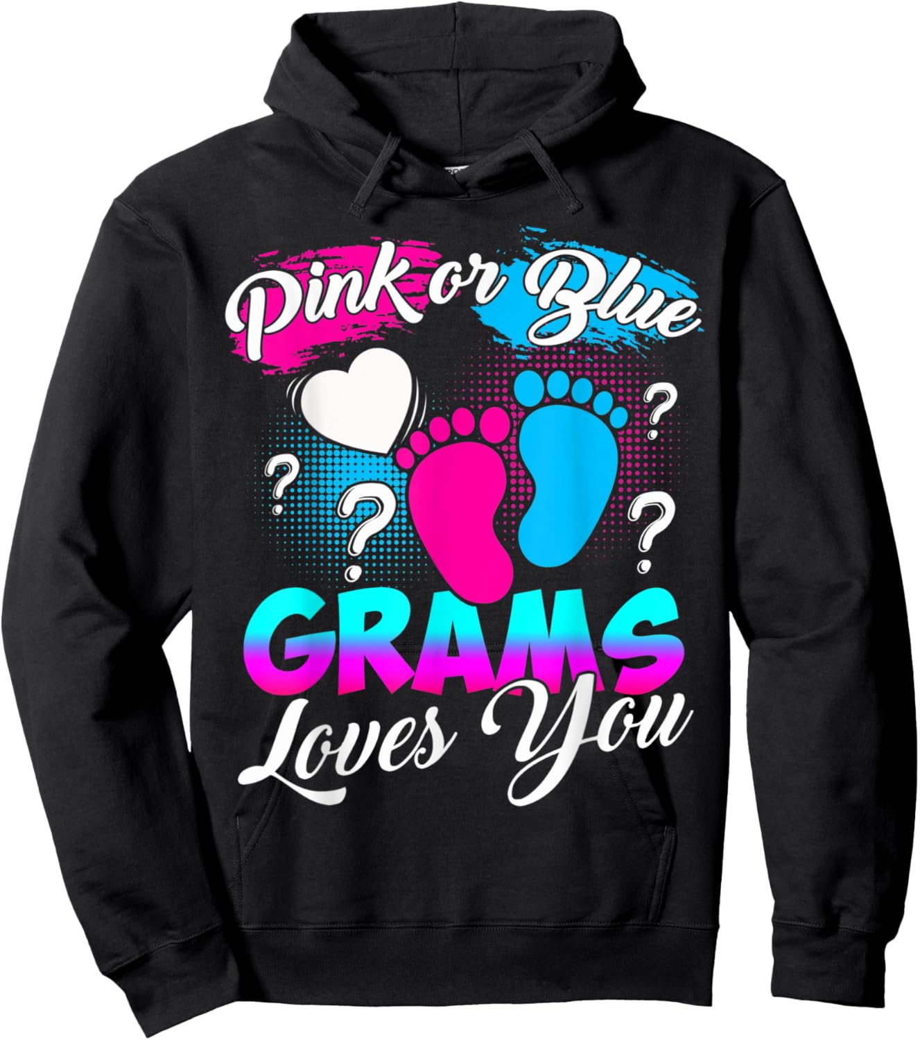 Women Gender Reveal Pink Or Blue Grams Loves You Hoodie - Hoodie | Black