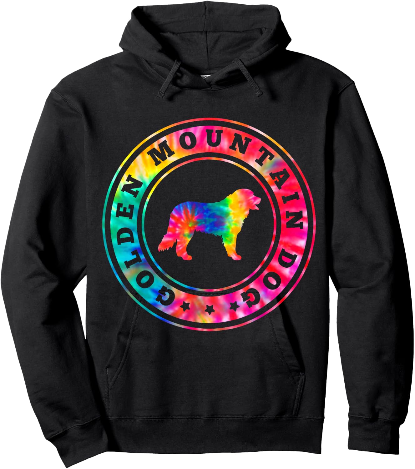 Tie Dye Golden Mountain Dog Dog Mom Dad Pet Lover Hoodie - Hoodie | Black