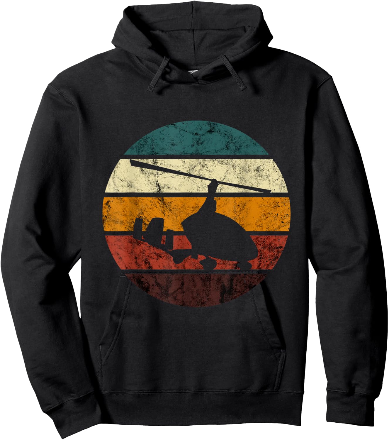 Gyrocopter Retro Vintage Aviation Autogyro Gyrocopter Pilot Hoodie - Hoodie | Black