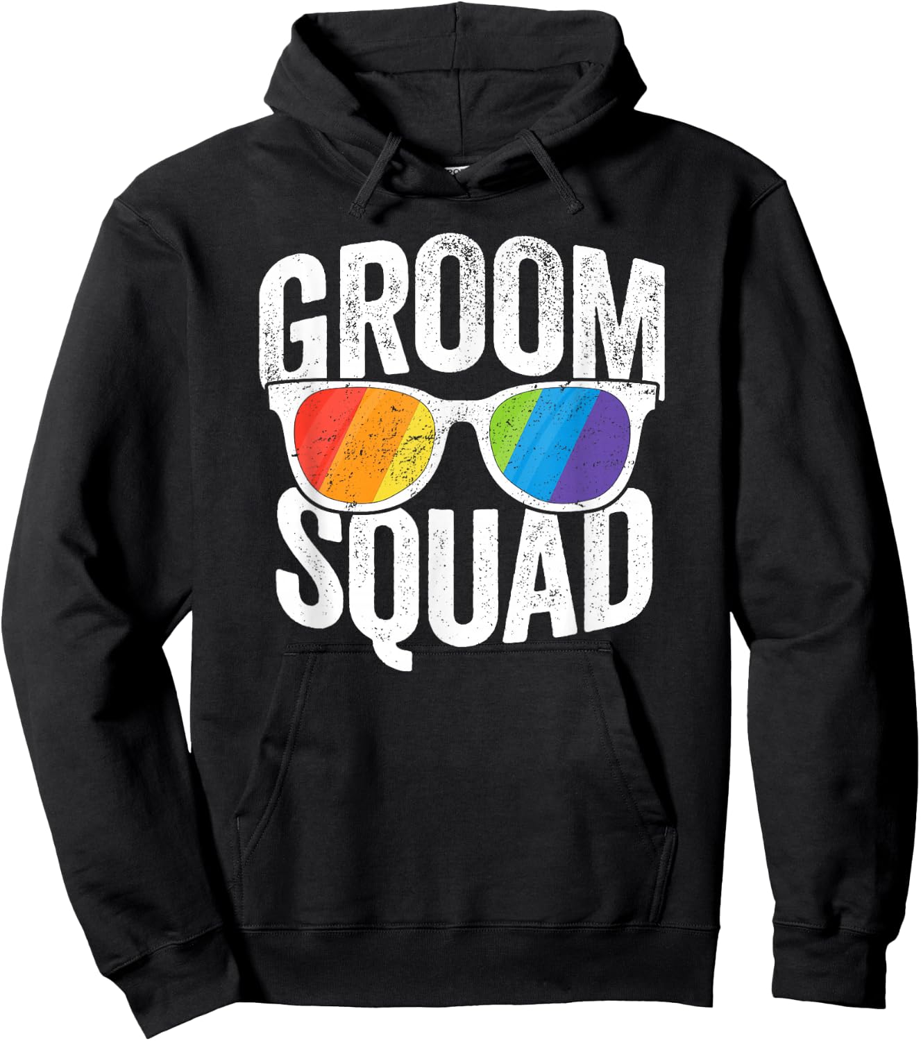 Groom Squad Shirt - LGBT Pride Rainbow Flag Gay Bachelor Hoodie - Hoodie | Black