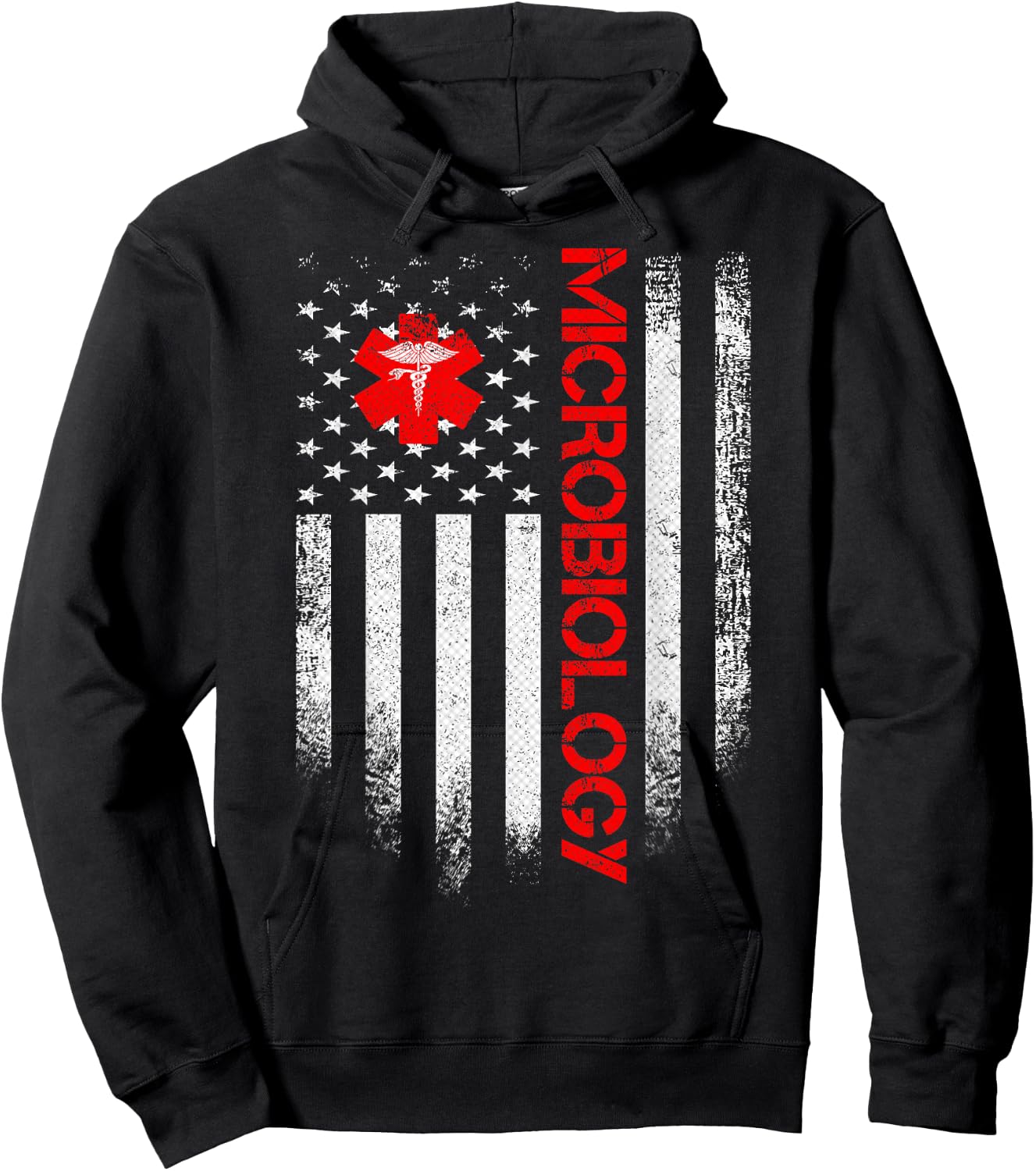 Vintage USA Microbiology Doctor American Flag Microbiologist Men Hoodie - Hoodie | Black