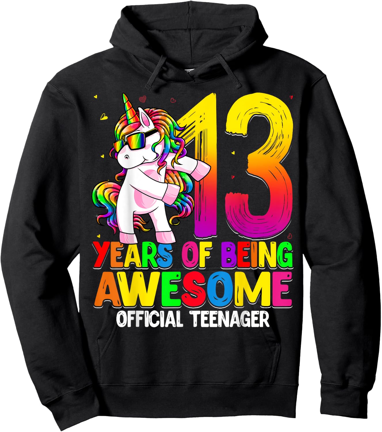 Official Teenager 13th Birthday Unicorn Flossing 13th Bday Hoodie - Hoodie | Black