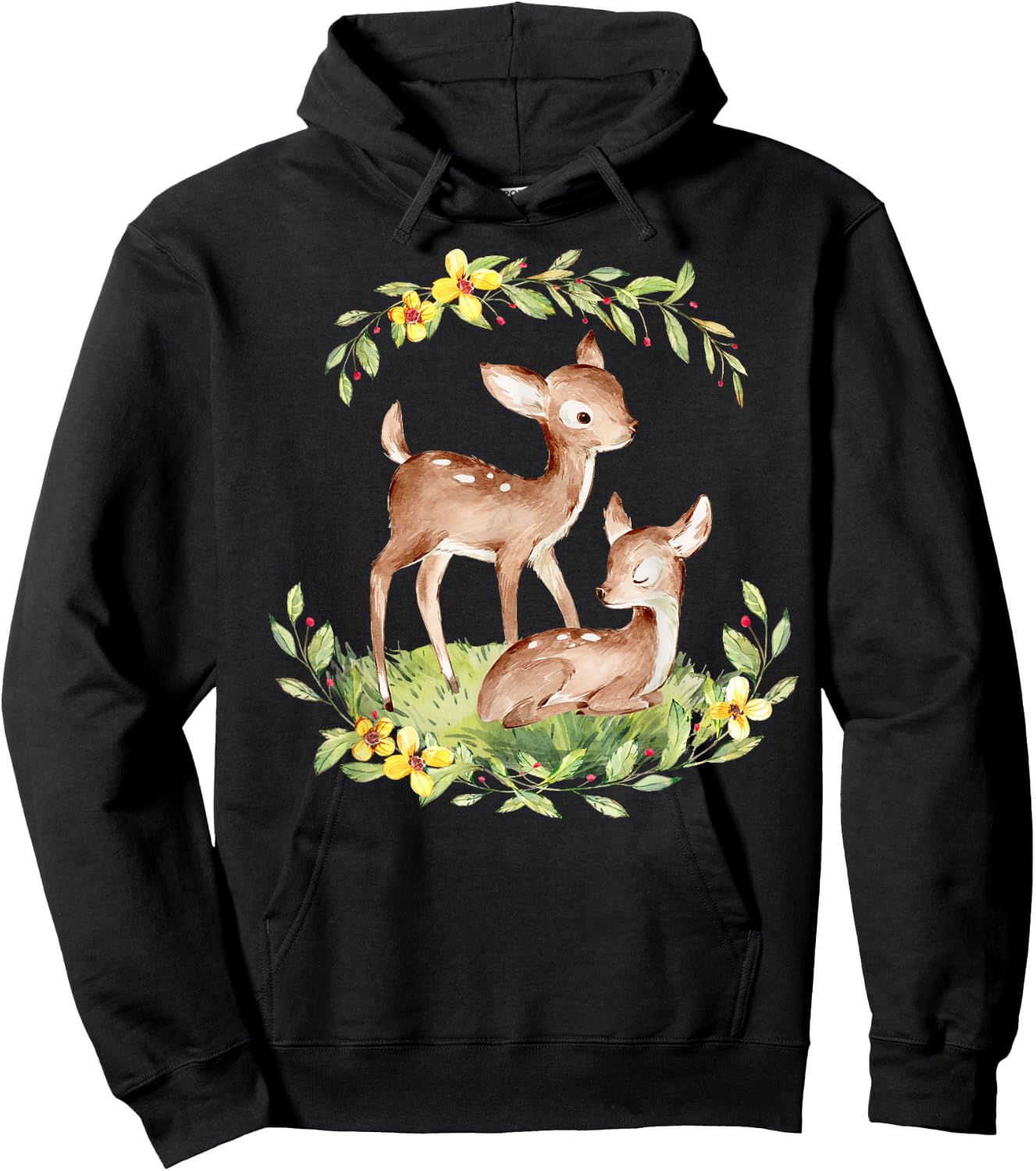Cute Baby Deer Fawn Natural Deers Baby Animal Hoodie - Hoodie | Black