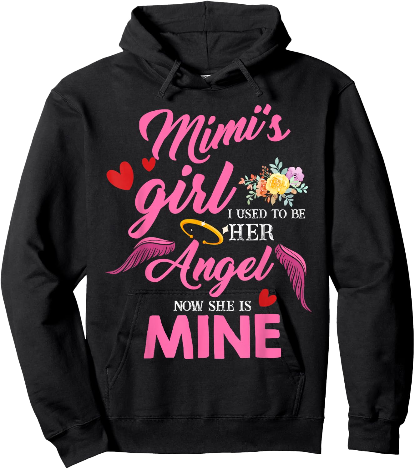 Cute Mimi Girl My Angel in Heaven Mother Miss Love you Hoodie - Hoodie | Black