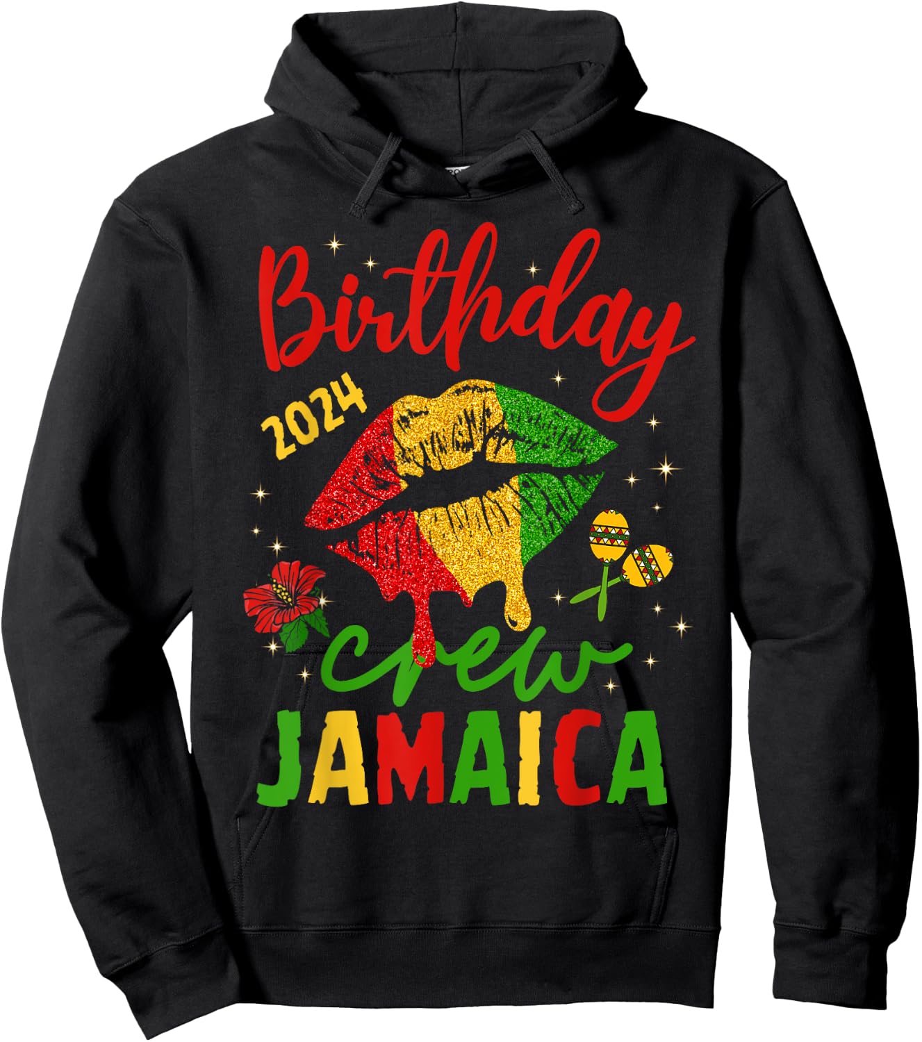 Women Birthday Queen Jamaica Girls Trip 2024 Party Matching Hoodie - Hoodie | Black