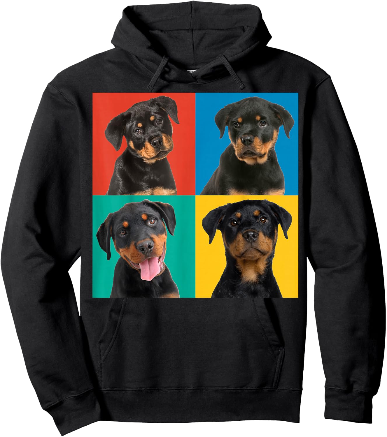 Rottweiler Puppies Colourful Portrait Photos for Dog Owners Men Women Girls Kids Hoodie - Hoodie | Black