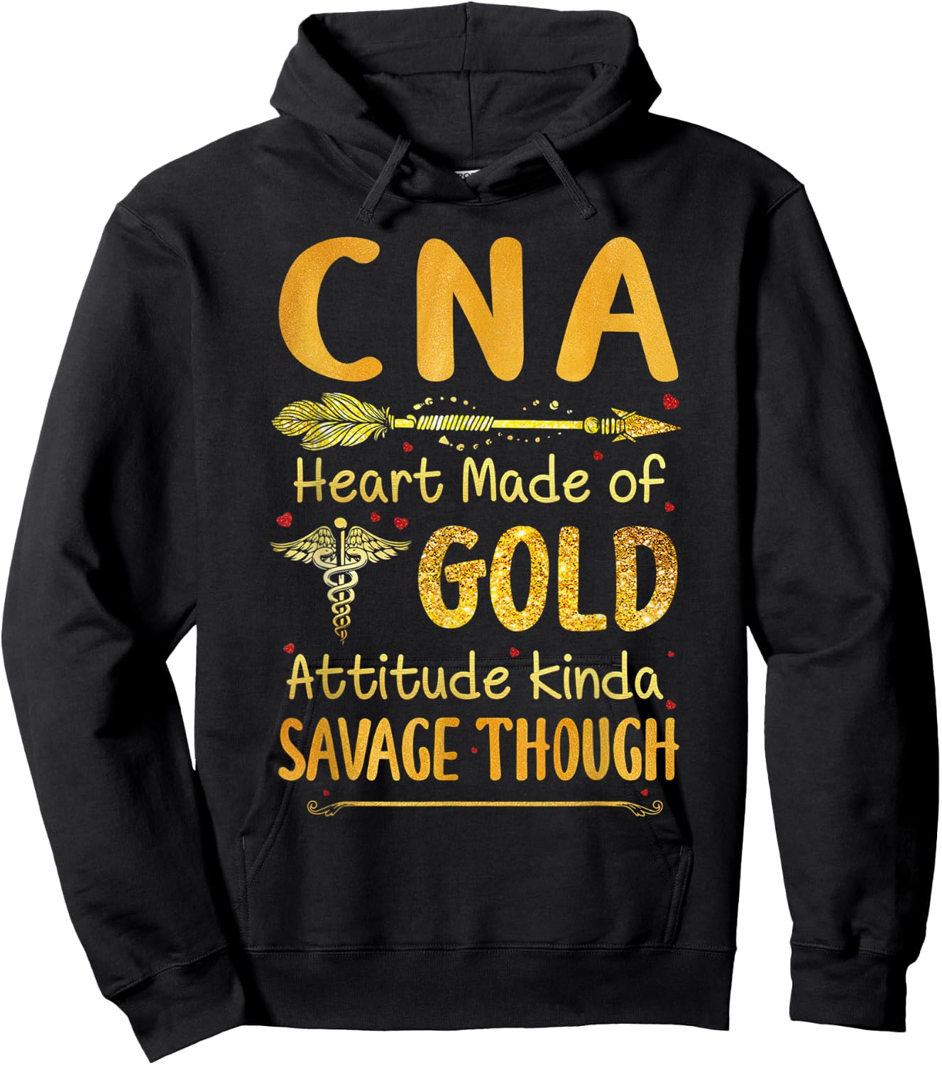 CNA Heart Made Of Gold Attitude Kinda Savage Though Hoodie - Hoodie | Black