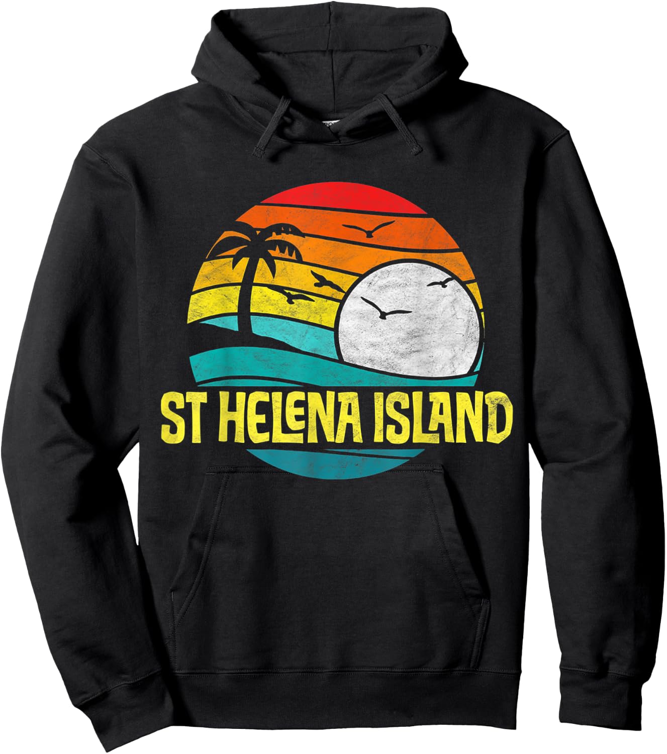 Retro St Helena Island Beach Sun & Surf Eighties Graphic Hoodie - Hoodie | Black