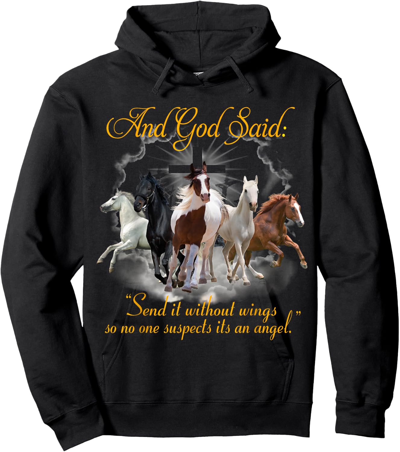 Horse Send It Without Wing Hoodie - Hoodie | Black