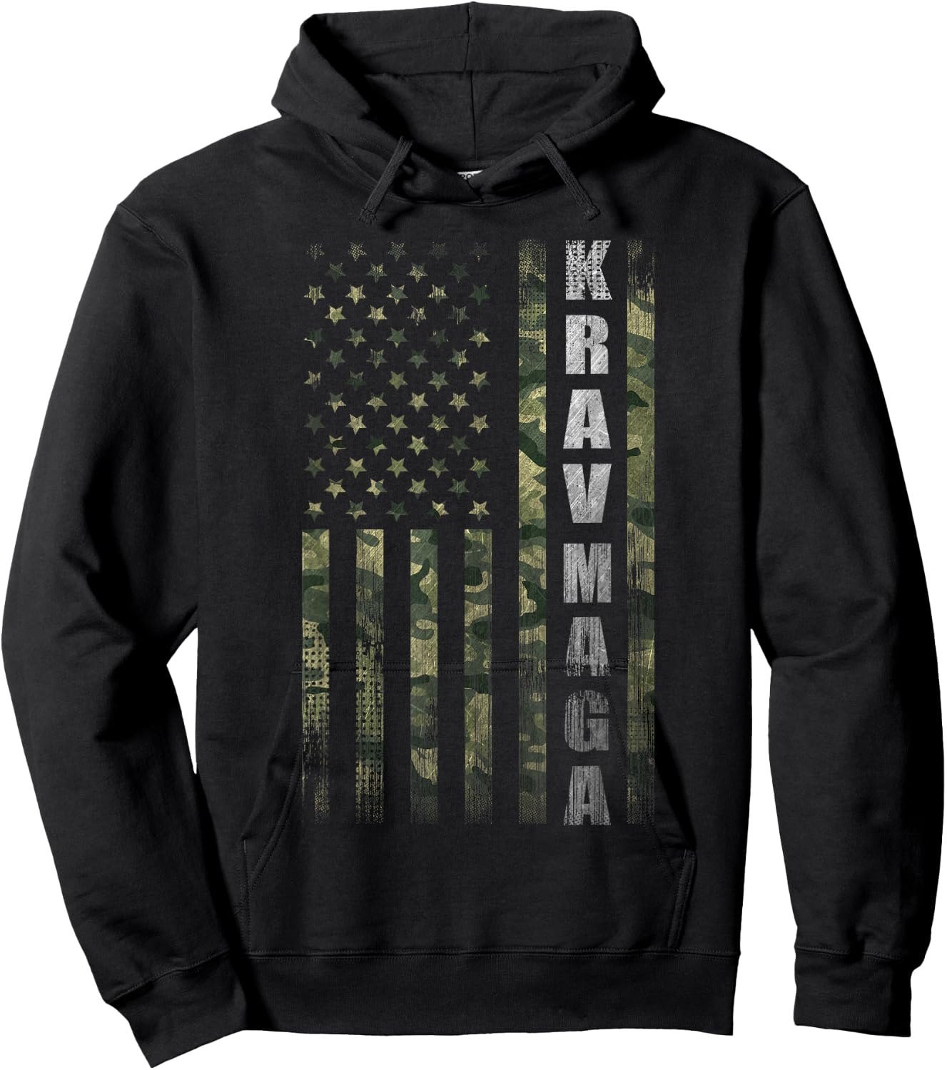 Krav MAGA USA American Flag Camo Fan Vintage Hoodie - Hoodie | Black