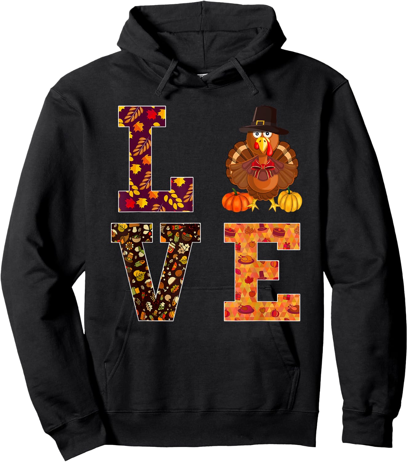Funny thanksgiving turkey love apparel women men Hoodie - Hoodie | Black