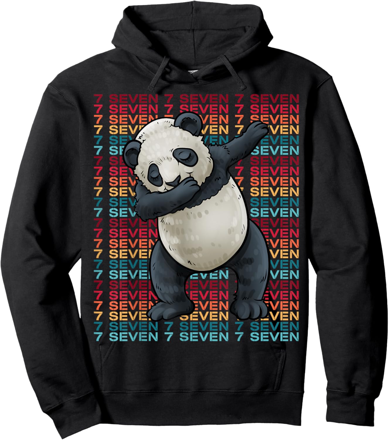 7 Years Old Panda Dabbing 7th Birthday Panda Party Hoodie - Hoodie | Black