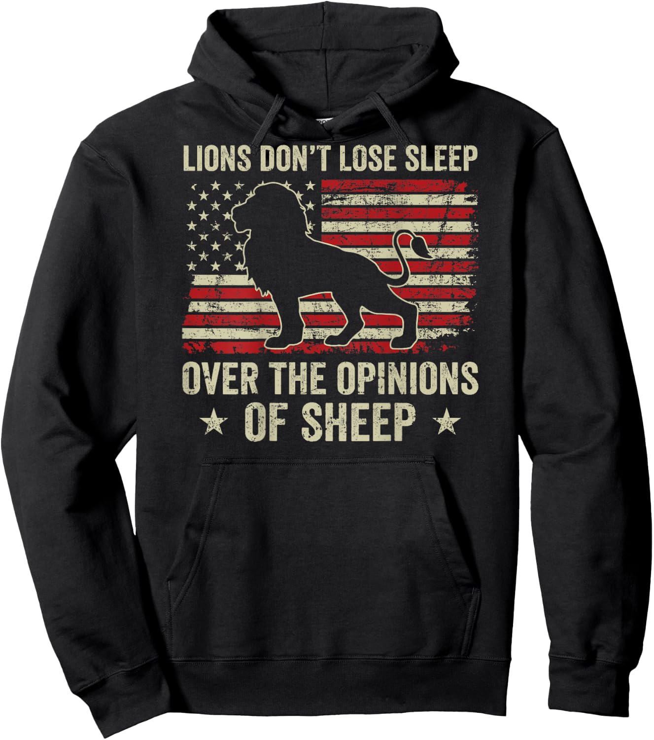 Lions Don't Lose Sleep Over The Opinions Of Sheep (ON BACK) Hoodie - Hoodie | Black