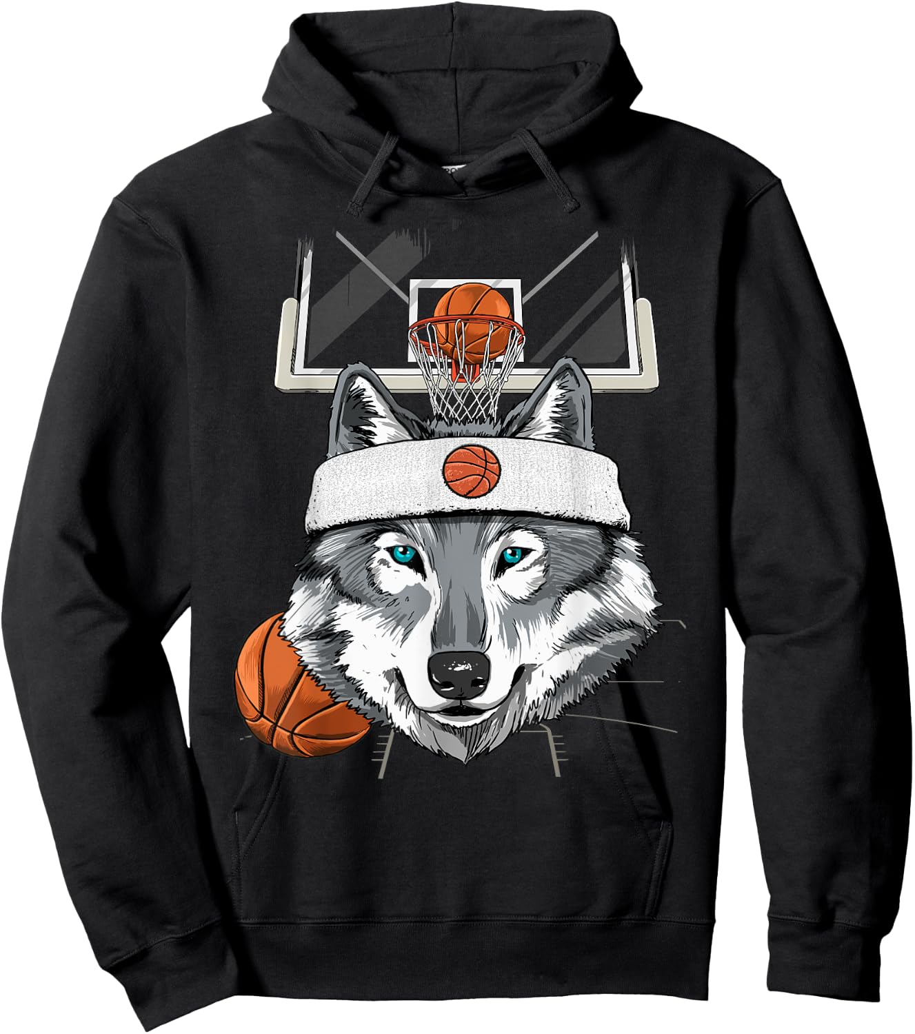 Wolf Basketball Player Coach Sport Basketball Lover Baller Hoodie - Hoodie | Black