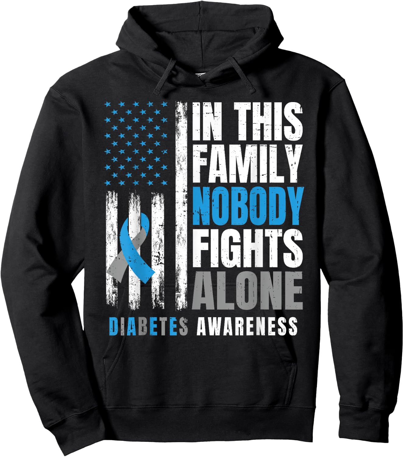 In This Family Nobody Fights Alone Diabetic Warrior Diabetes Hoodie - Hoodie | Black