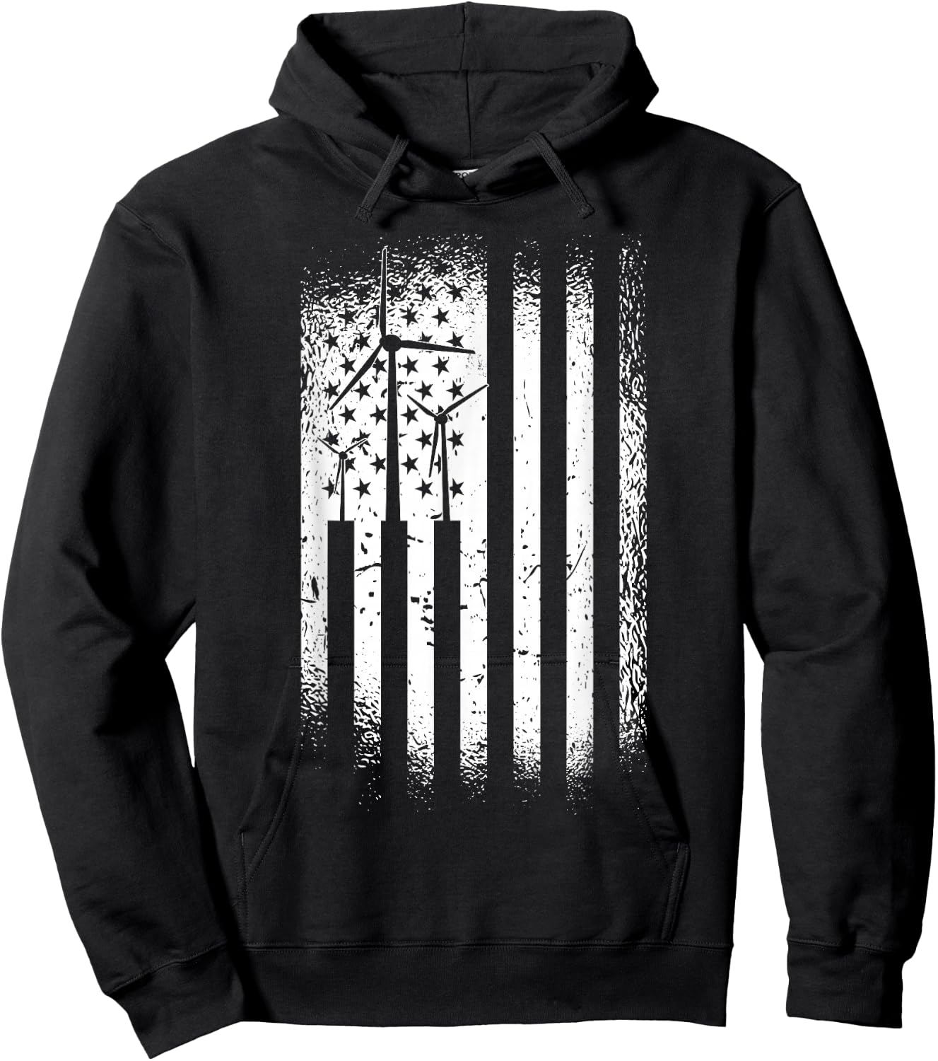 American US Flag Wind Turbine Hoodie - Hoodie | Black