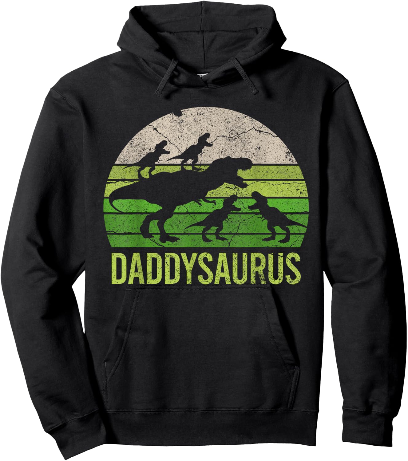 Daddysaurus 4 four kids Vintage Christmas Gift Fathers Day Hoodie - Hoodie | Black
