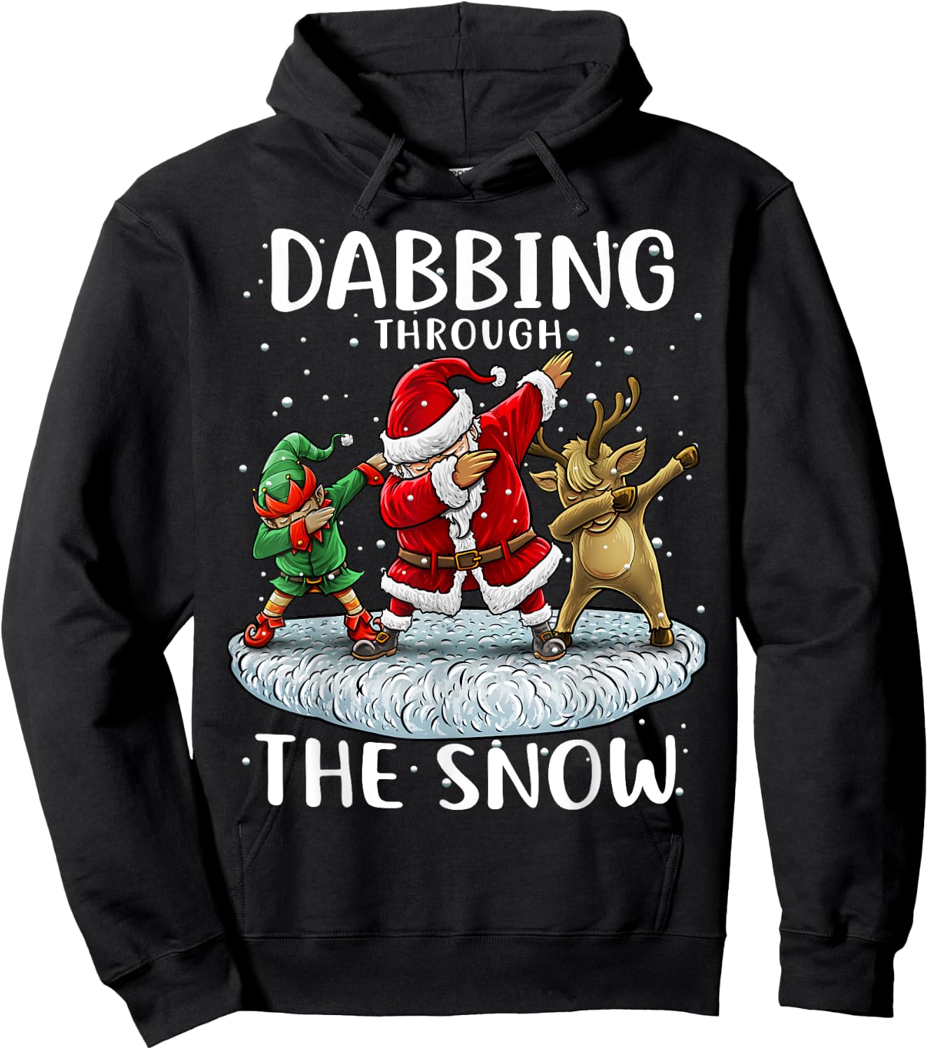 Santa Dabbing Through The Snow Funny Christmas Boys Kids Hoodie - Hoodie | Black