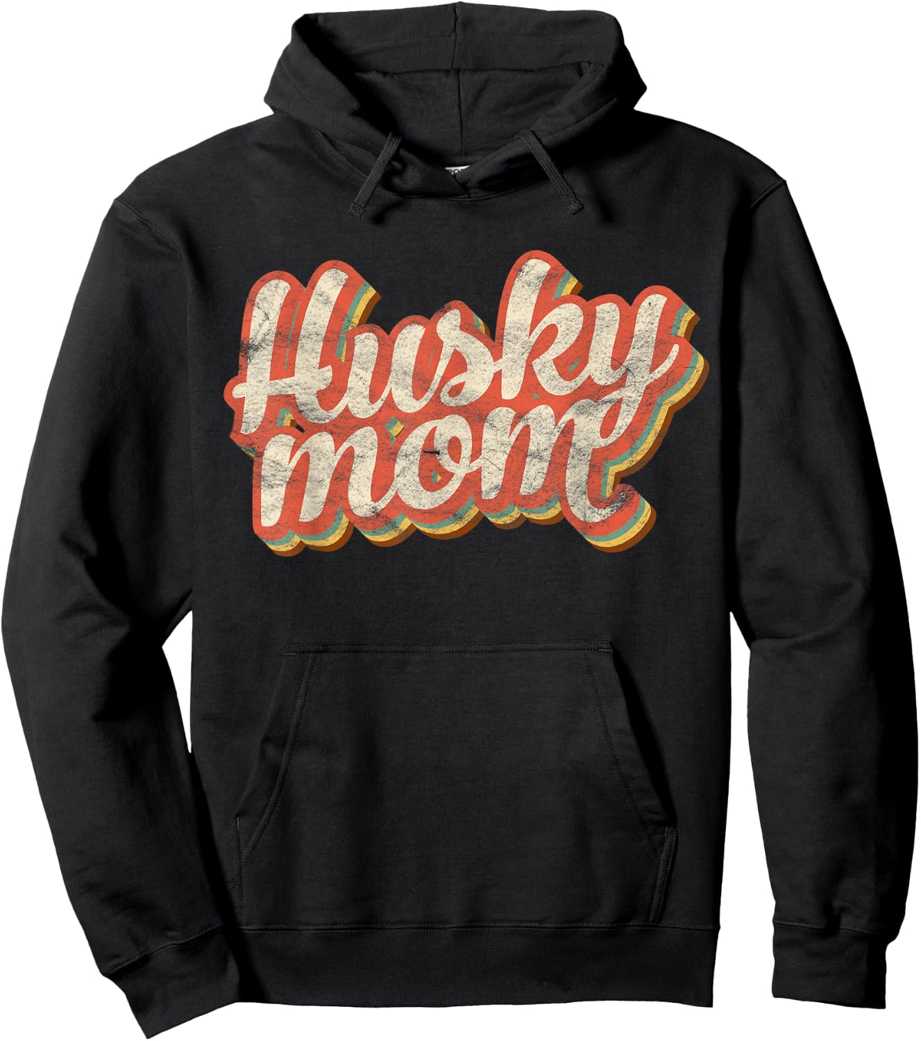 Vintage Husky Mom Gift Dog Lover Pet Siberian Huskies Mama Men Women Kids Hoodie - Hoodie | Black