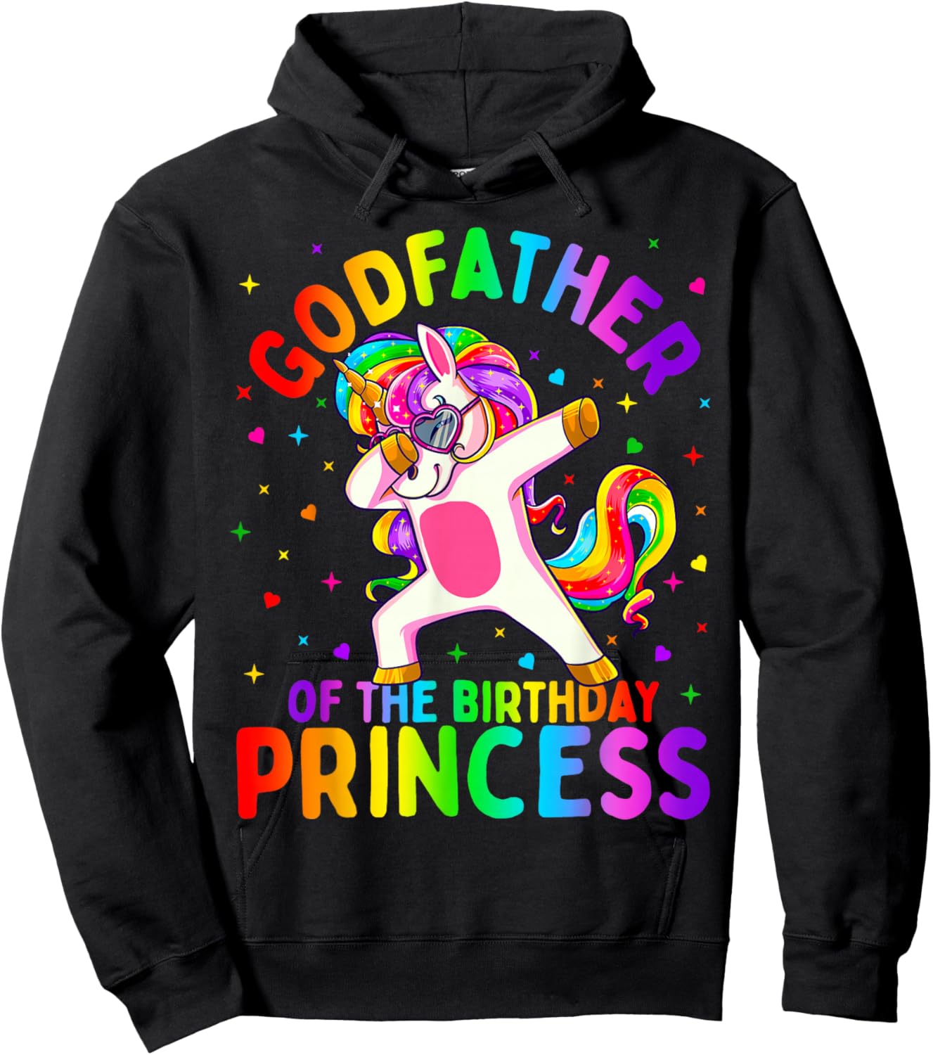 Godfather of the Birthday Princess Girl Dabbing Unicorn Hoodie - Hoodie | Black