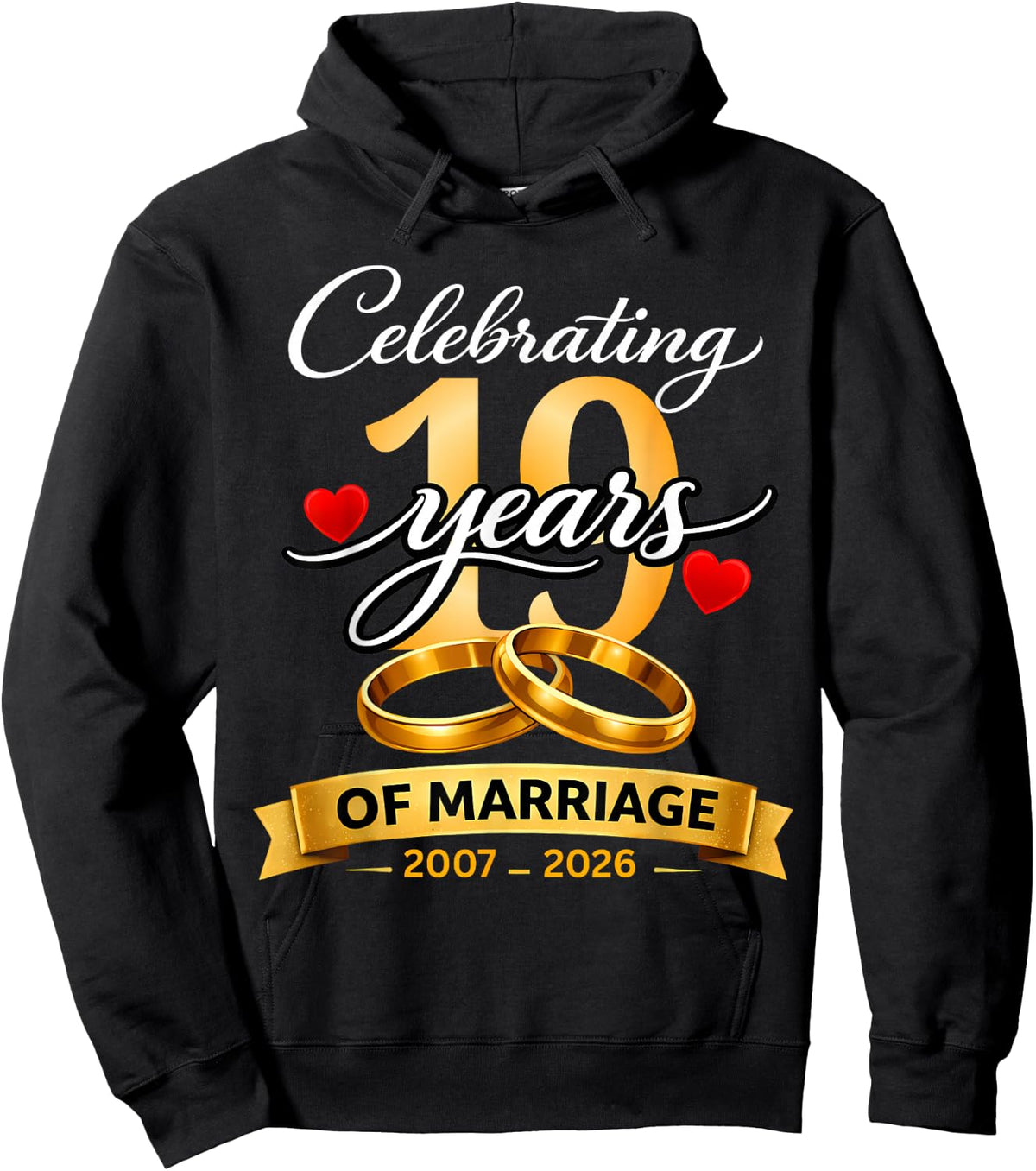 19 Years of Marriage 19th Anniversary 2007 2026 Shirt Hoodie - Hoodie | Black