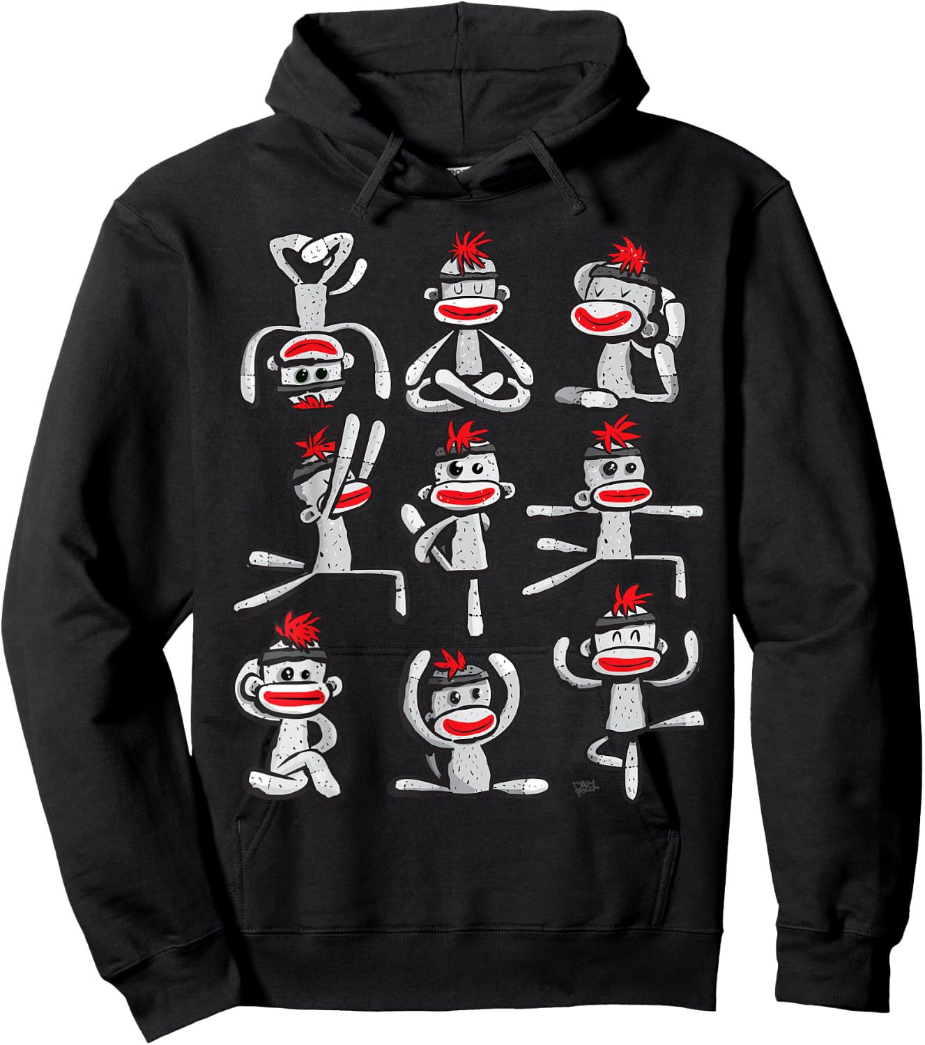 Yoga Pose Asana Sock Monkey Cute Wellness Hoodie - Hoodie | Black