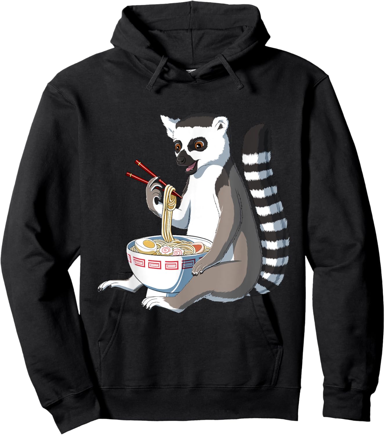 Lemur Gifts Japanese Anime Lemur Ramen Bowl - -Adults, Black, Small Hoodie - Hoodie | Black