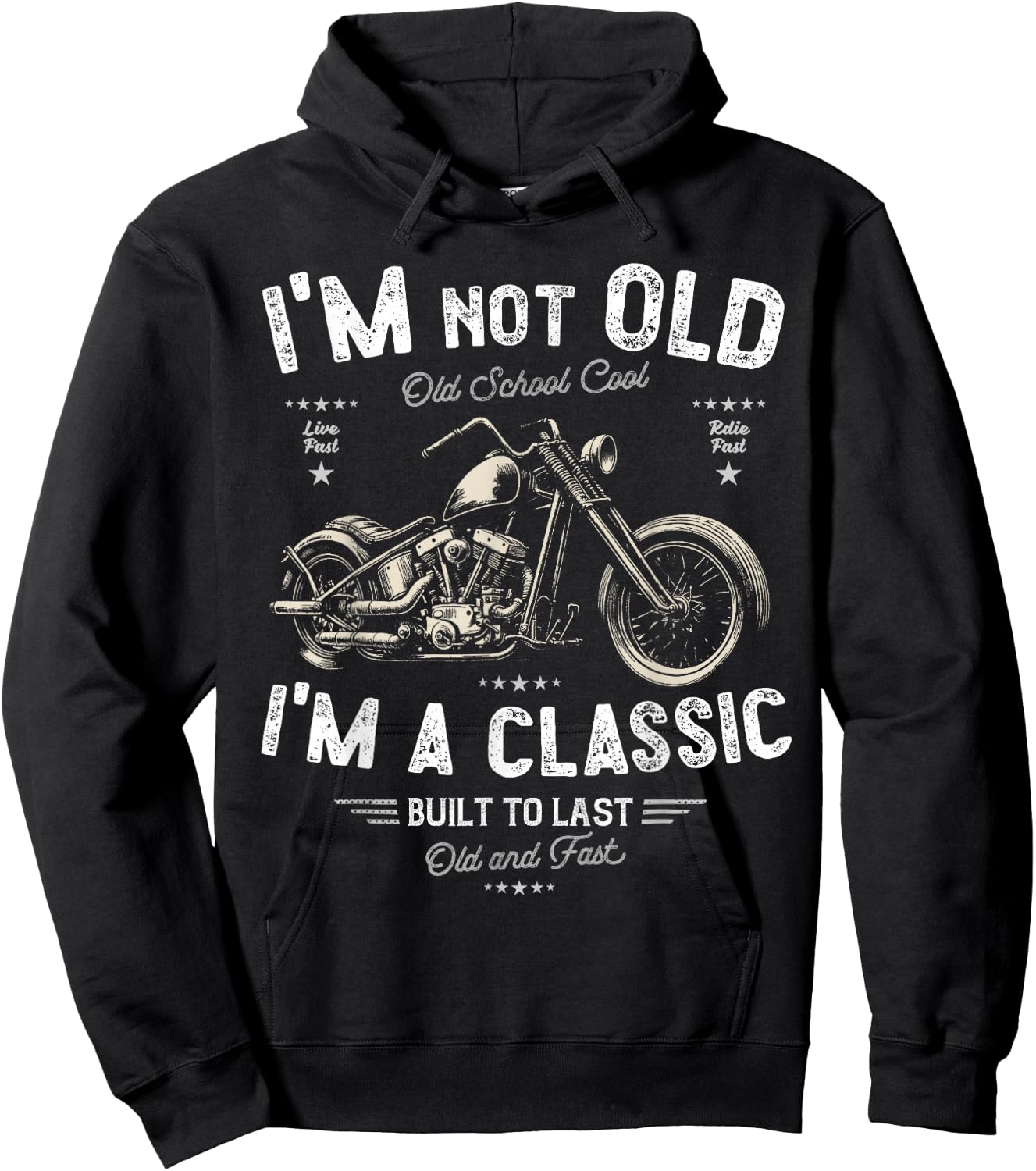 I'm Not Old I'm A Classic. Birthday Classic Retro Motorbike Hoodie - Hoodie | Black