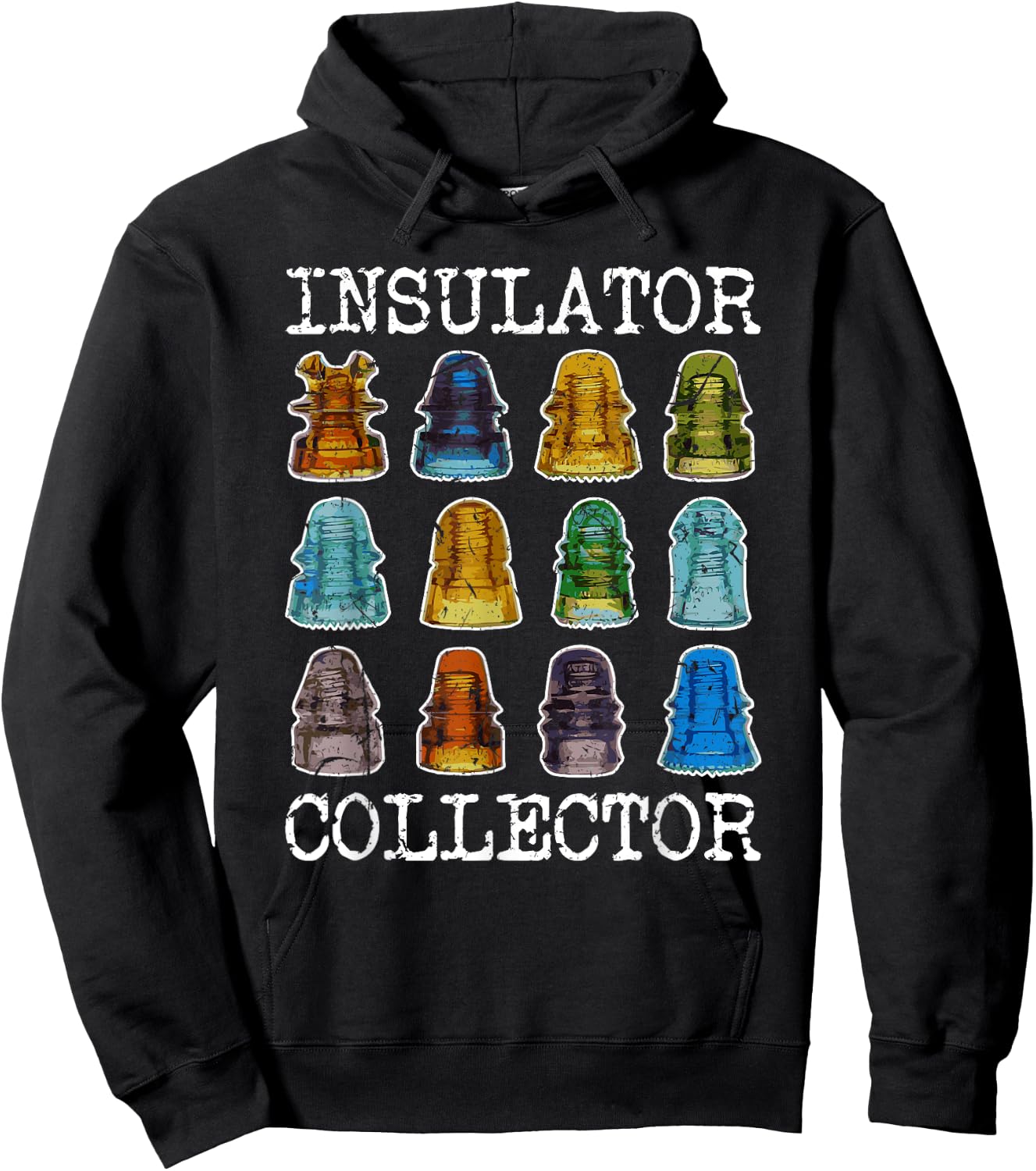 Insulator Collector Antique Telegraph Vintage Glass Hoodie - Hoodie | Black