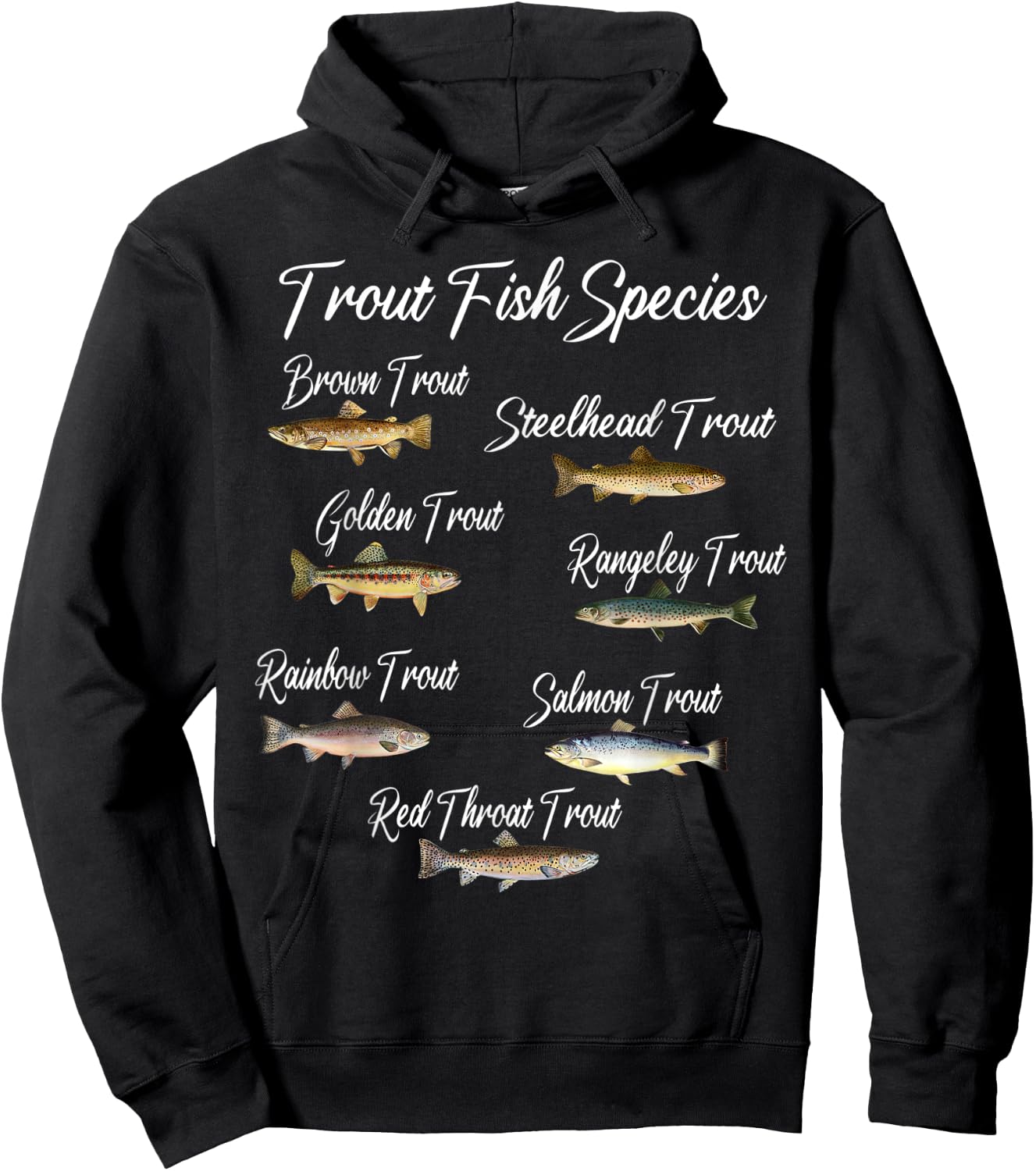 Types of Trout Fish Species Fishing Angling Outfit Hoodie - Hoodie | Black