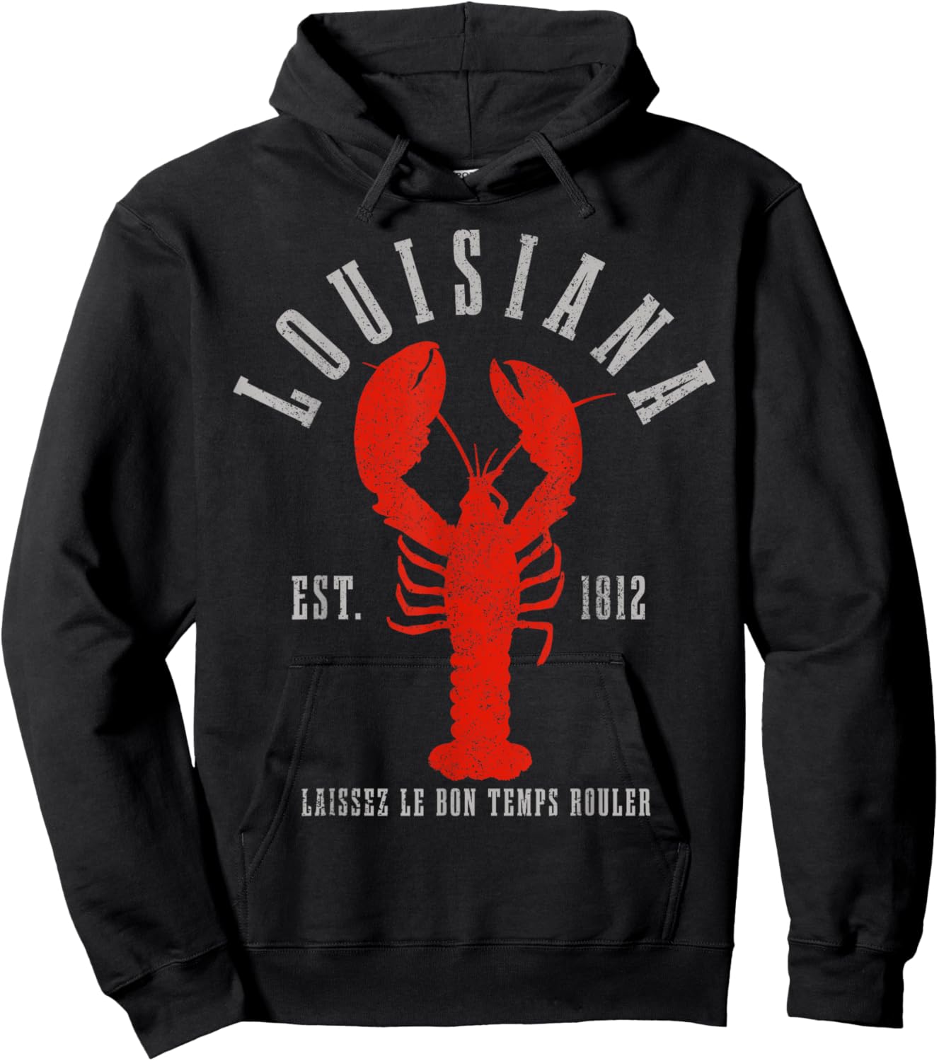 Louisiana Est. 1812 Crawfish New Orleans Mardi Gras Hoodie - Hoodie | Black