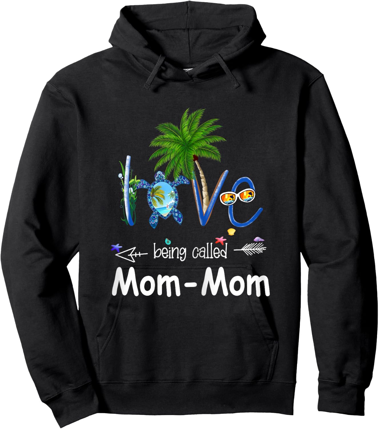 Love being called Mom-Mom turtle summer Hoodie - Hoodie | Black