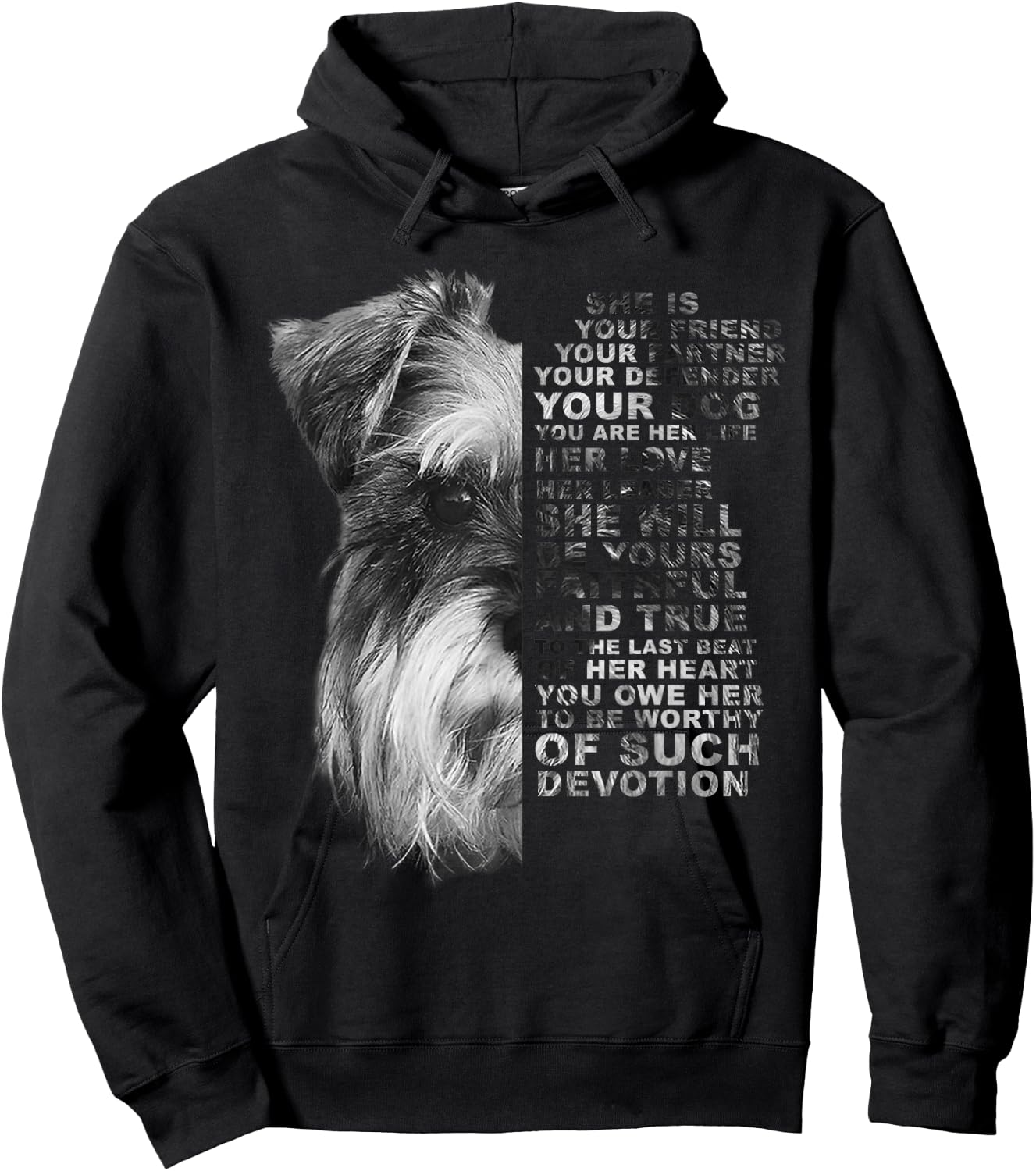 She Is Your Friend Your Partner Your Dog Miniature Schnauzer Hoodie - Hoodie | Black