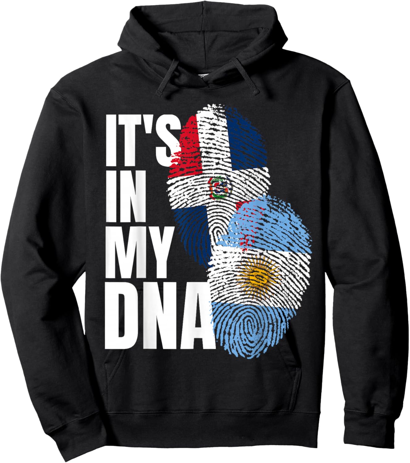 Argentinian And Dominican Mix DNA Flag Heritage Hoodie - Hoodie | Black