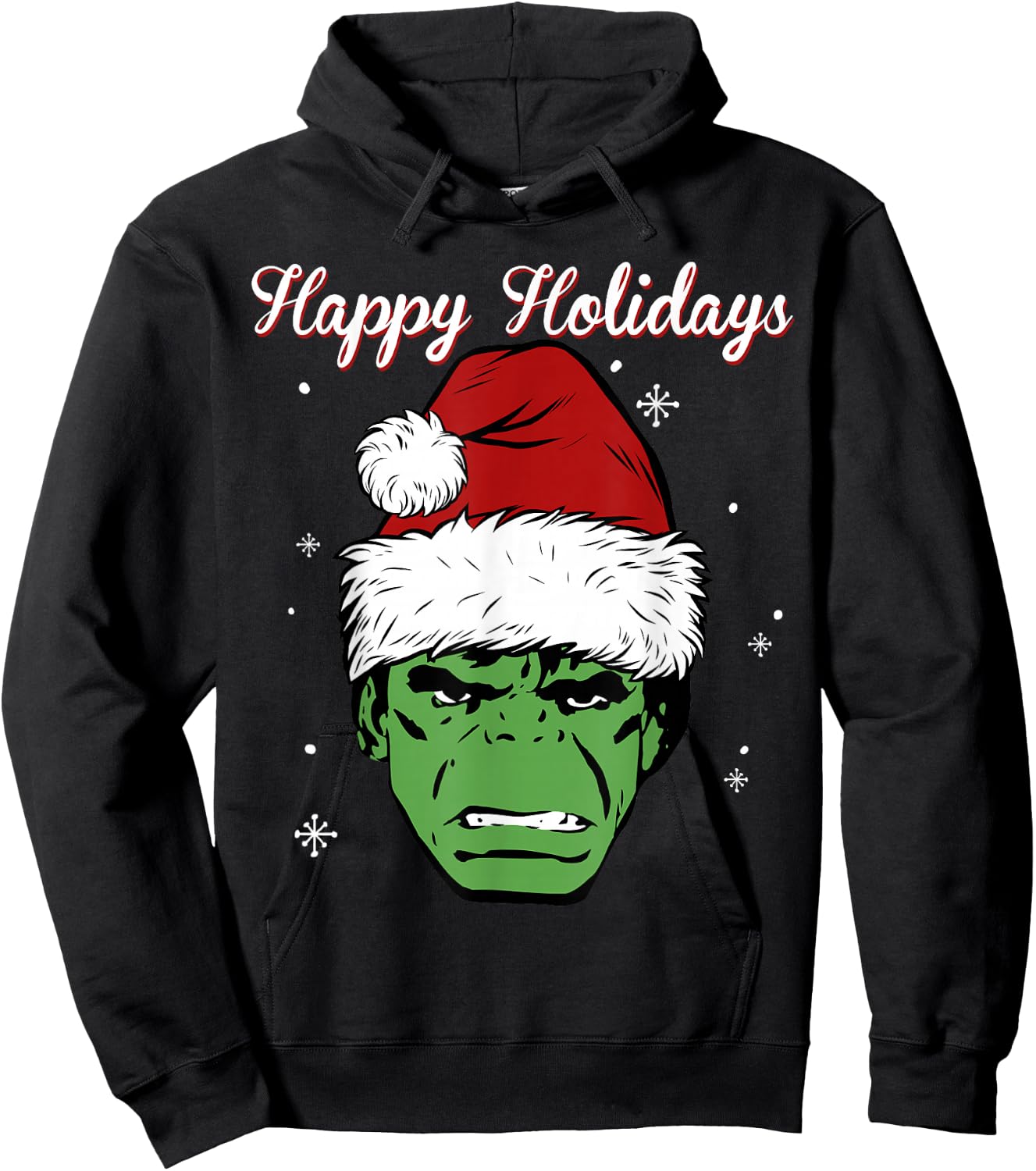Marvel Hulk Santa Hat Happy Holidays Portrait Christmas Hoodie - Hoodie | Black