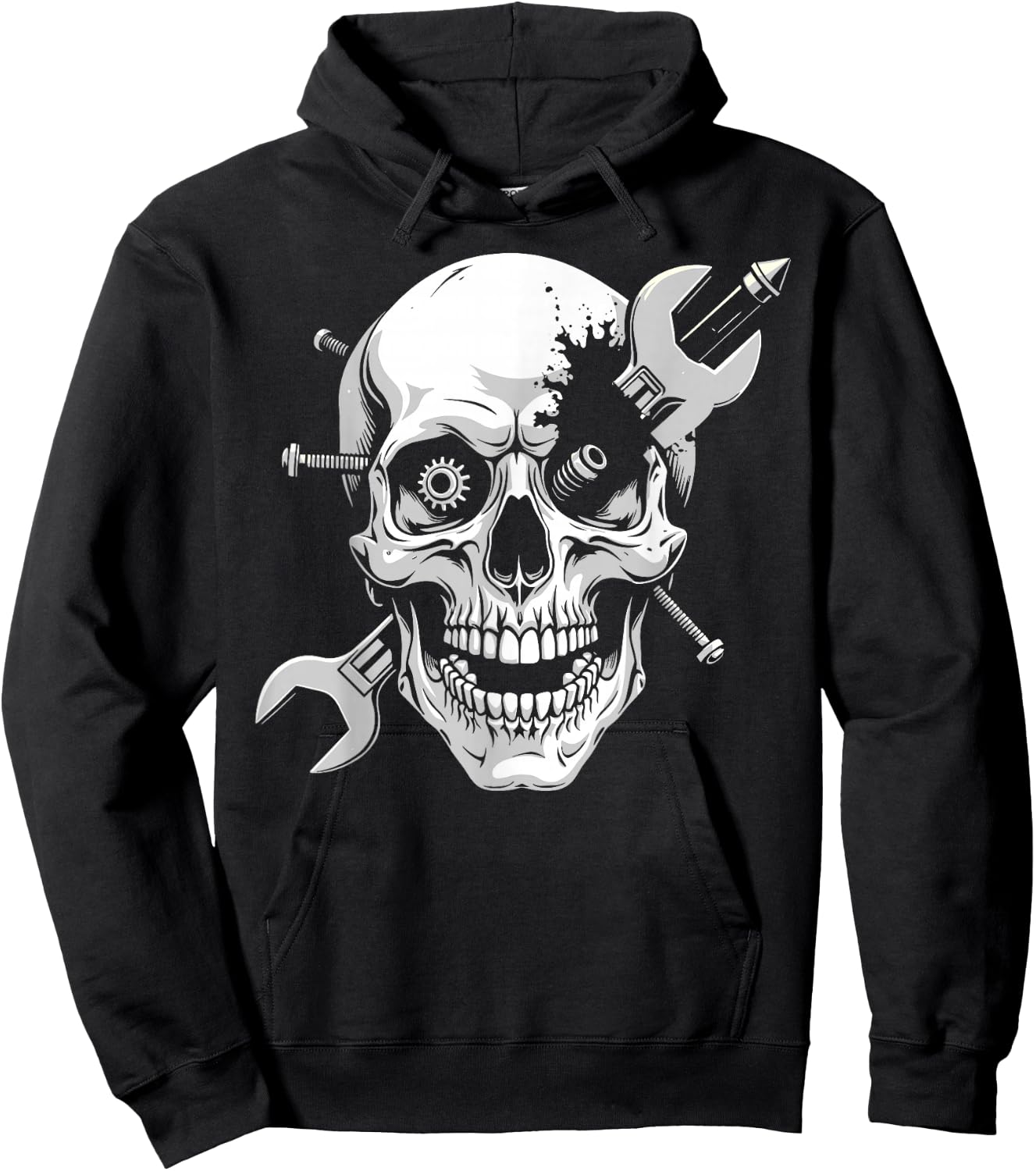 Skull mechanic wrench screw mechanic gifts Hoodie - Hoodie | Black