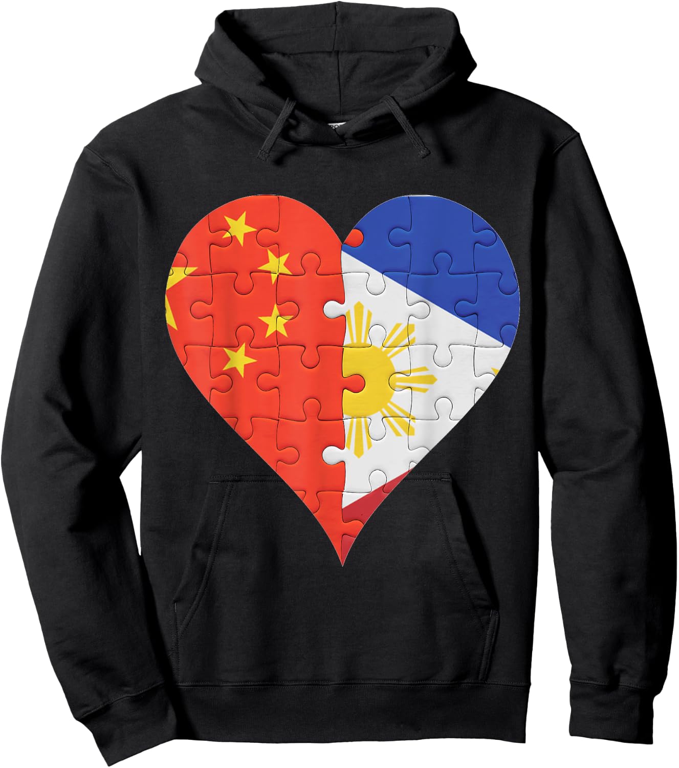 Chinese Filipino Flag Heart Hoodie - Hoodie | Black