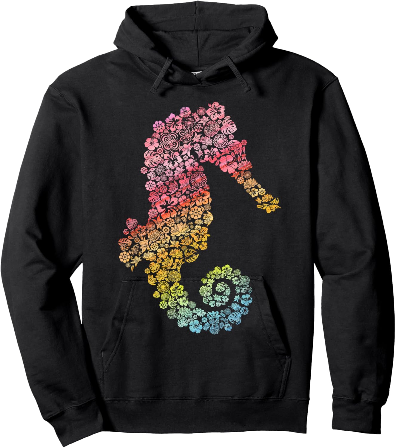 Colorful Seahorse Hoodie - Hoodie | Black