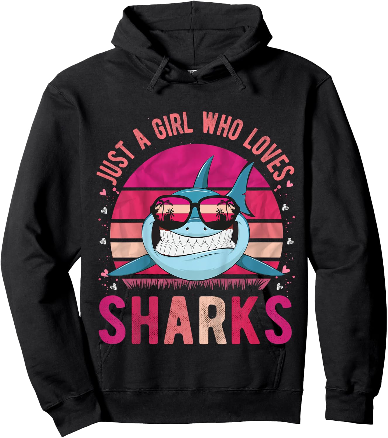 Just a Girl Who Loves Sharks Vintage Retro Gift Hoodie - Hoodie | Black