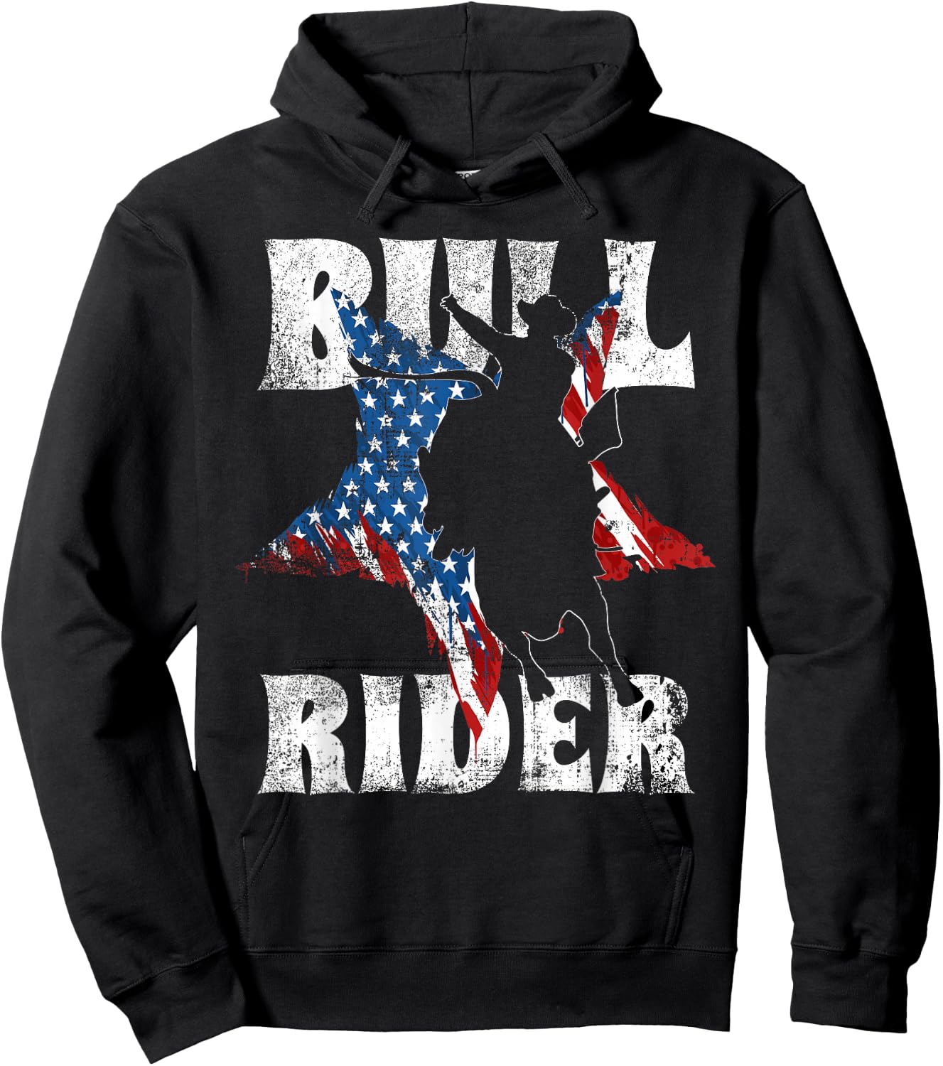 Western Bull Rider US Flag for American Bull Riding Chaps Hoodie - Hoodie | Black