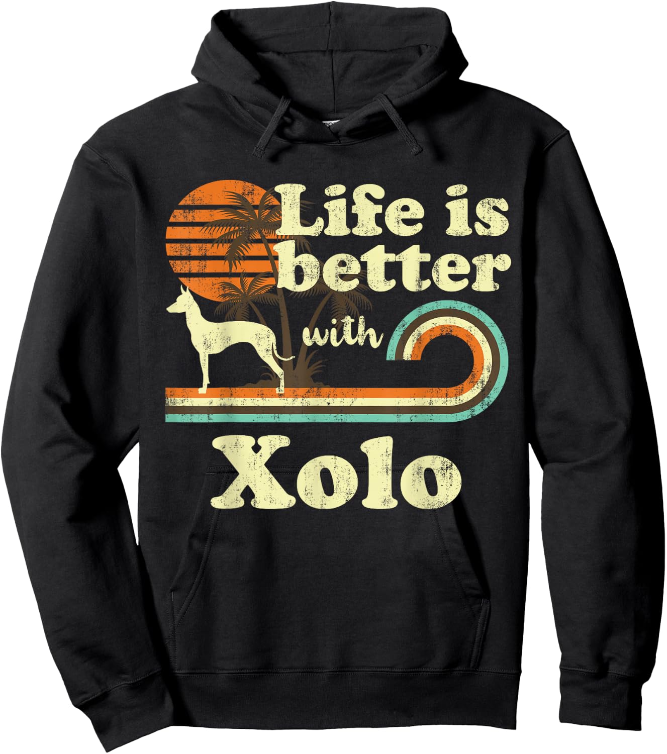 Life Better Xoloitzcuintli Xolo Vintage Dog Mom Dad Hoodie - Hoodie | Black